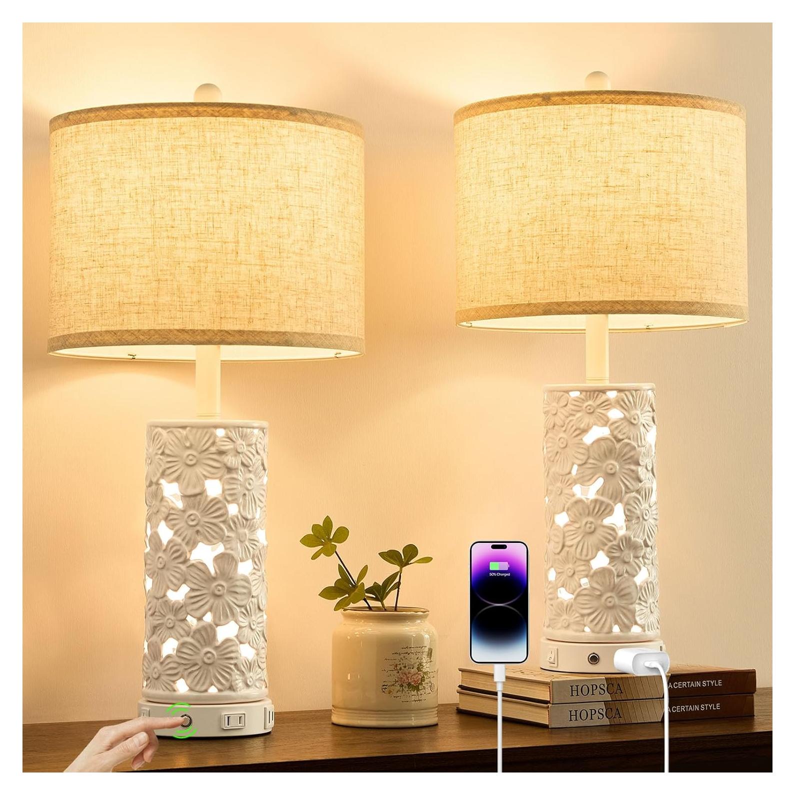 Lámpara de Mesa Cerámica Moderna SAIWEYA 64.8 cm Set de 2