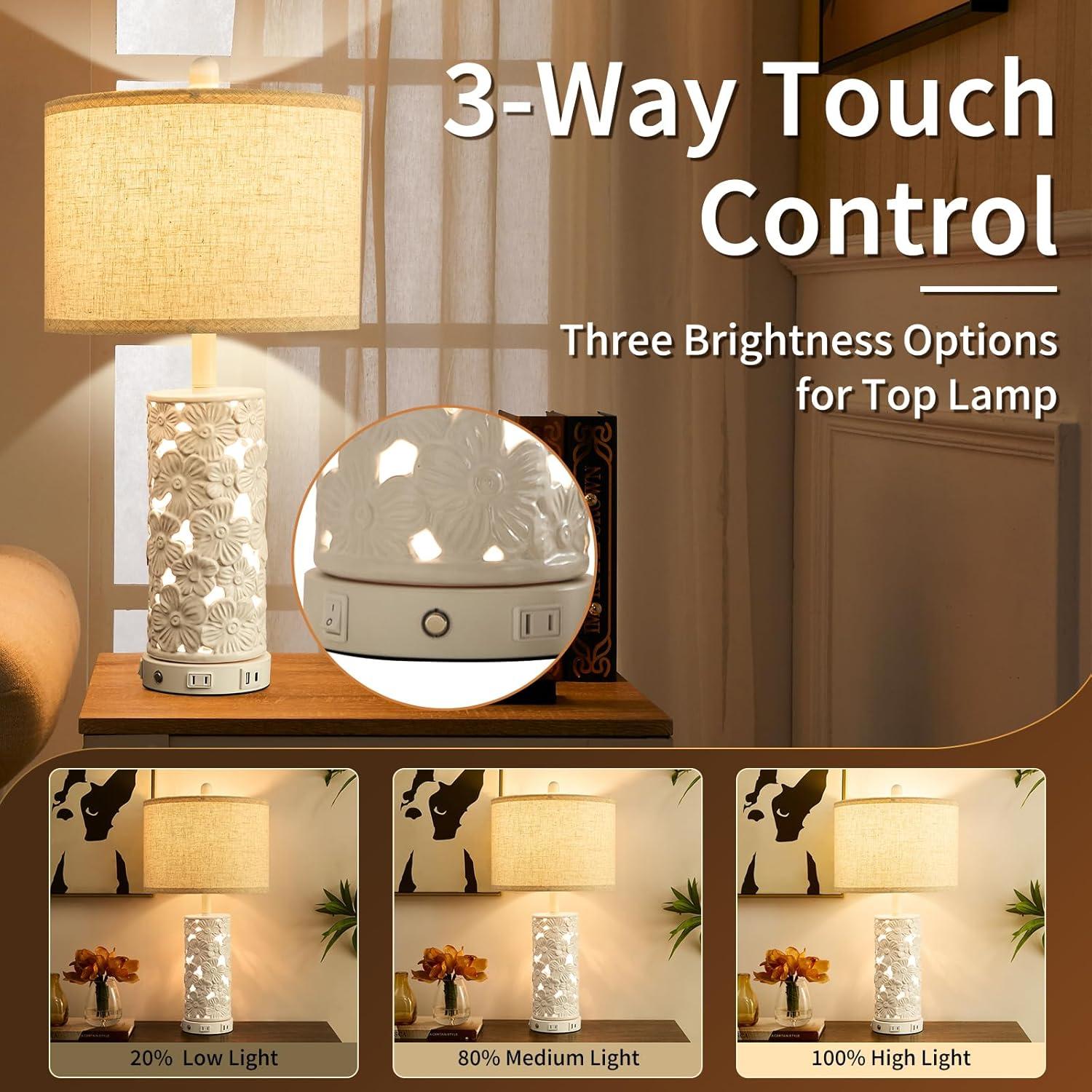 Lámpara de Mesa Cerámica Moderna SAIWEYA 64.8 cm Set de 2