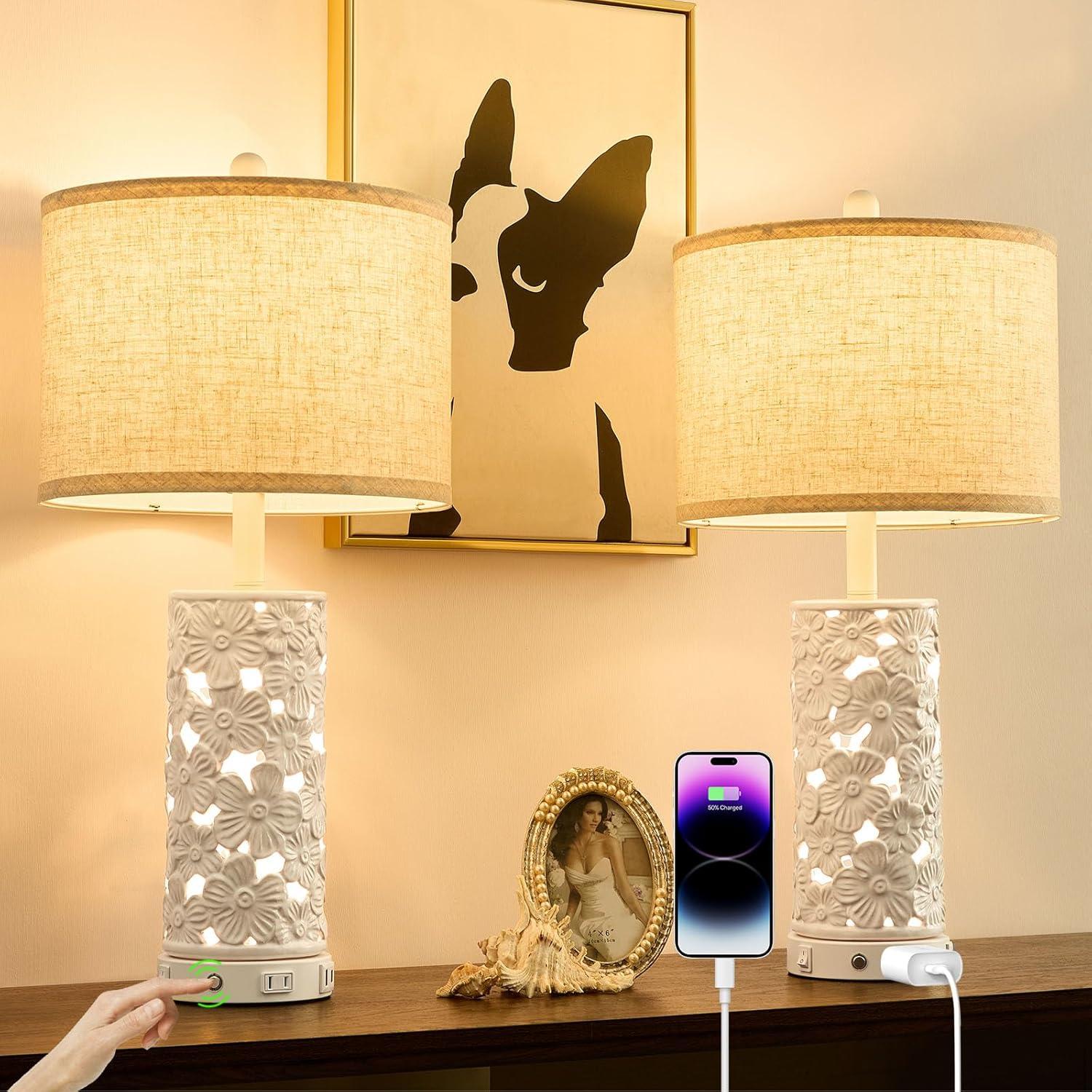 Lámpara de Mesa Cerámica Moderna SAIWEYA 64.8 cm Set de 2