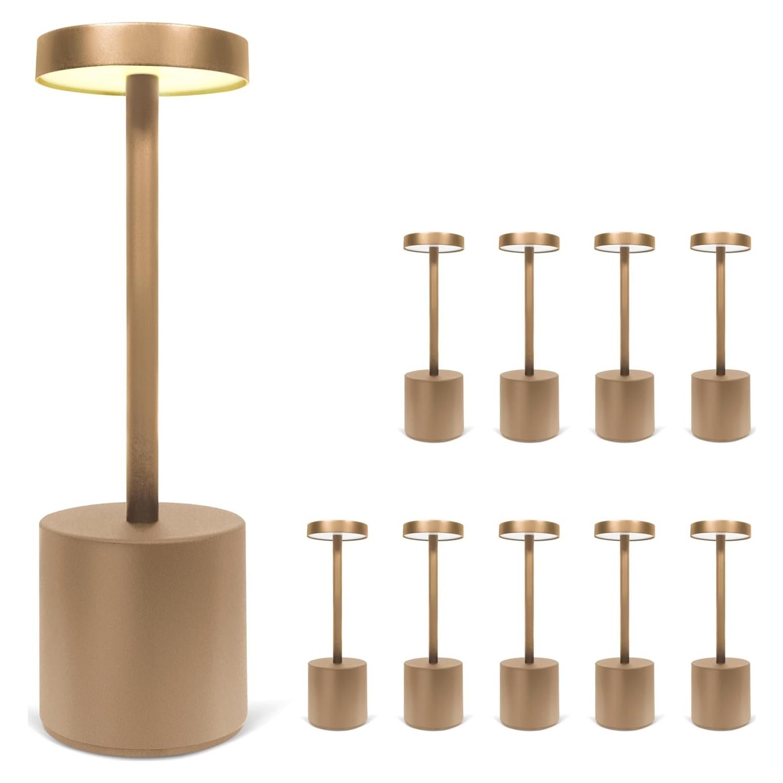 Paquete de 10 Lámparas de Mesa Inalámbricas Upper Midland LED Doradas