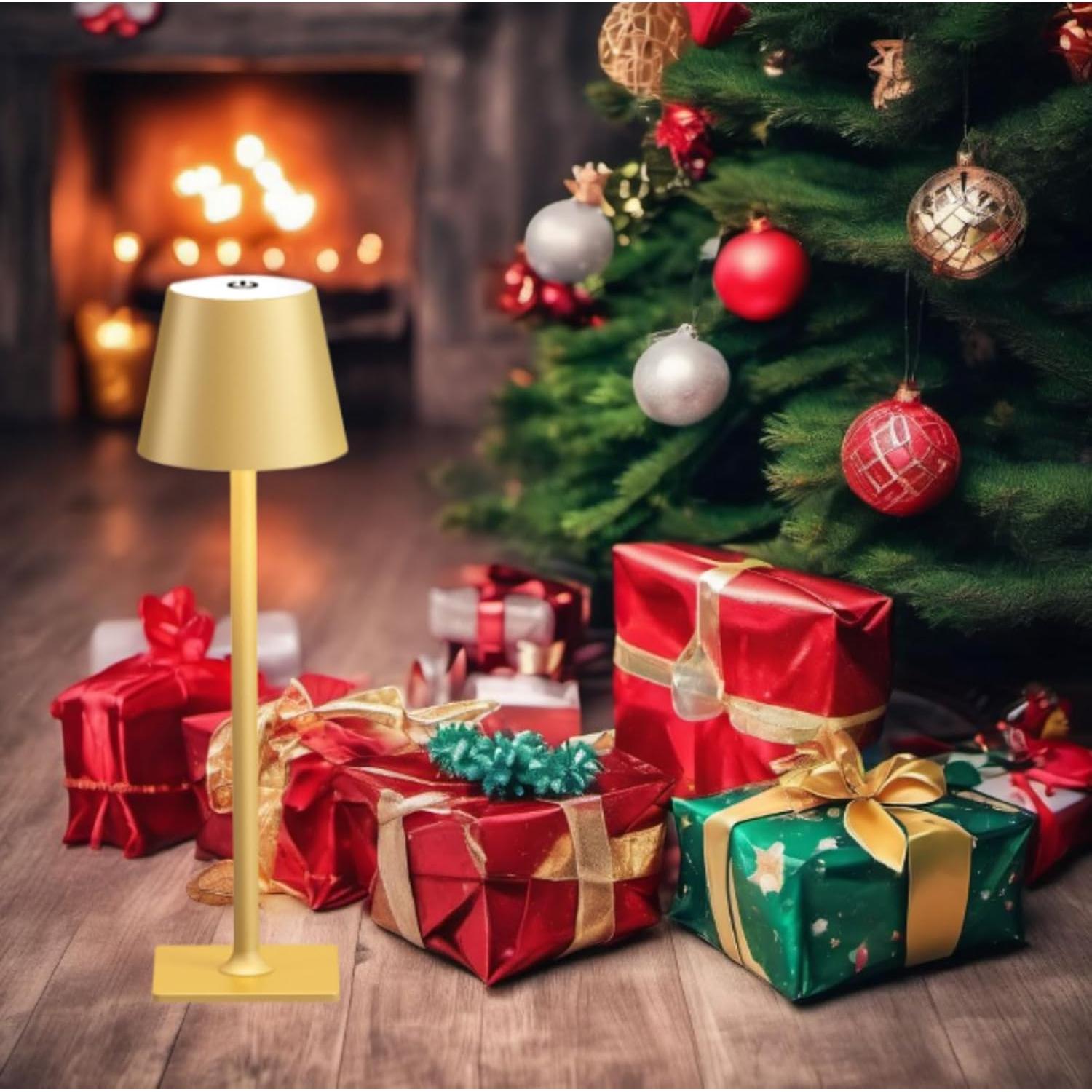 Juego de 4 Lámparas de Mesa Inalámbricas Doradas LED 6000mAh