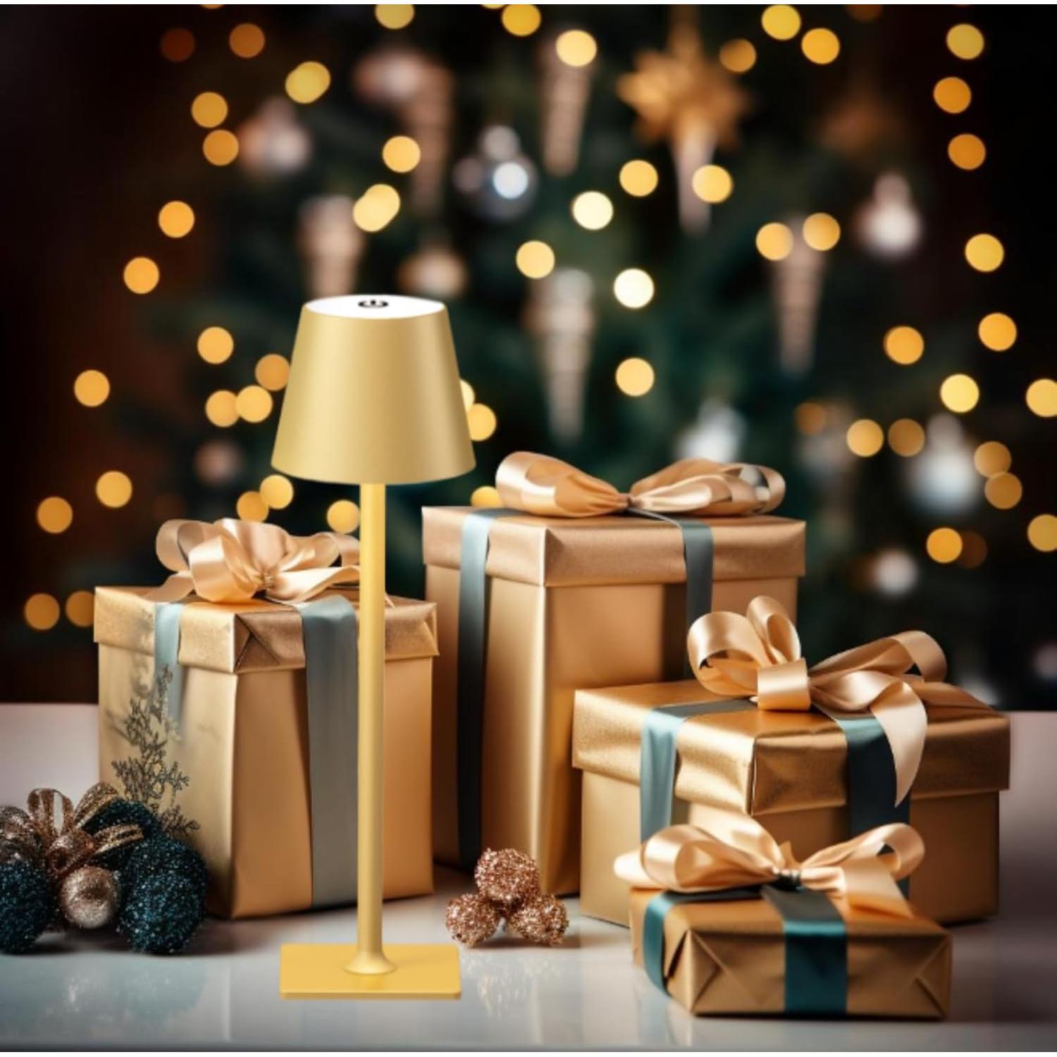 Juego de 4 Lámparas de Mesa Inalámbricas Doradas LED 6000mAh