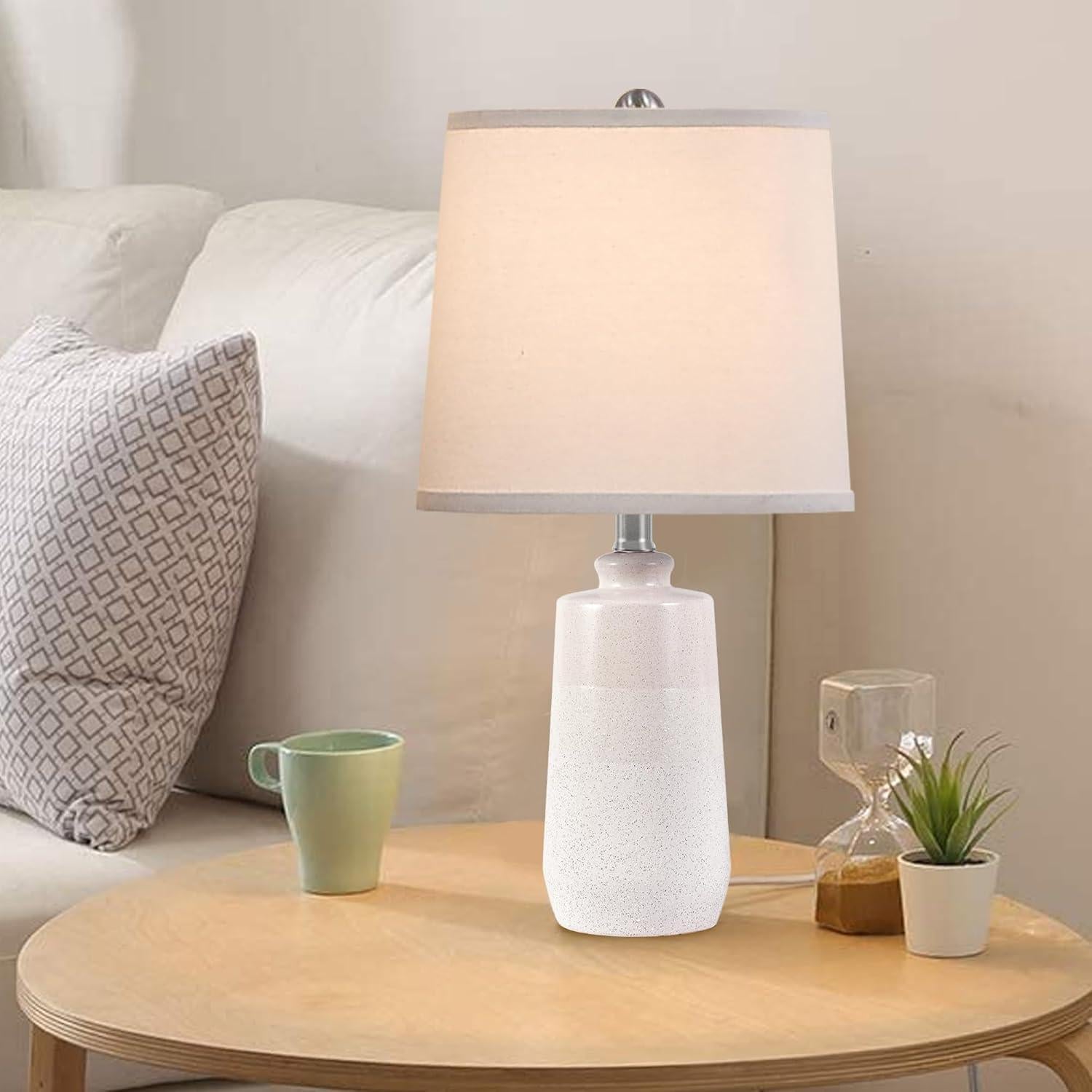 Juego de 2 Lámparas de Mesa Cerámica Blanca EUO 52 cm