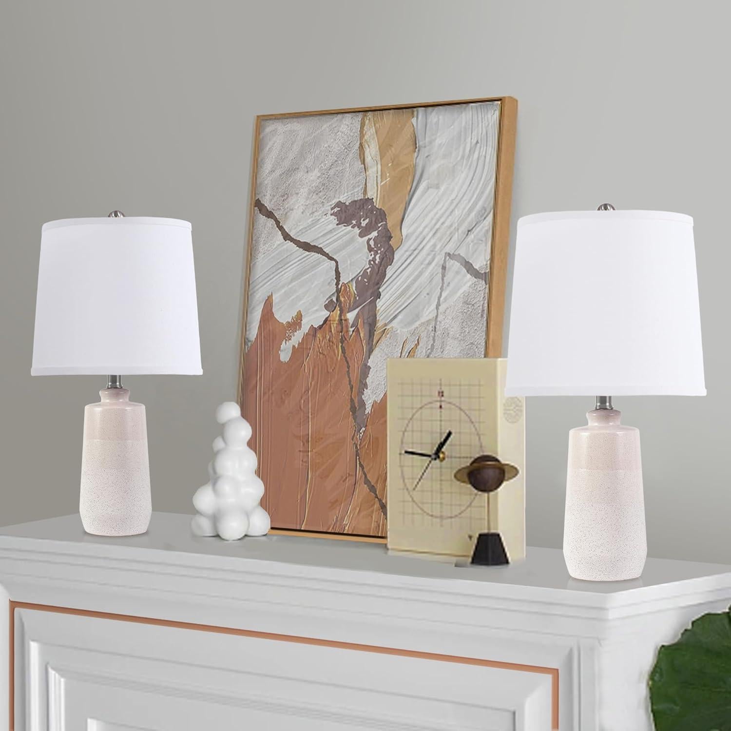 Juego de 2 Lámparas de Mesa Cerámica Blanca EUO 52 cm