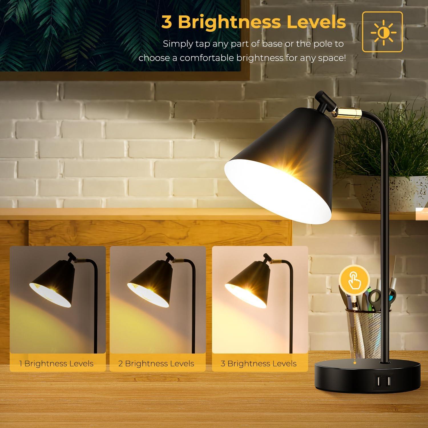 Lámpara de Escritorio Regulable Brightever con USB y AC