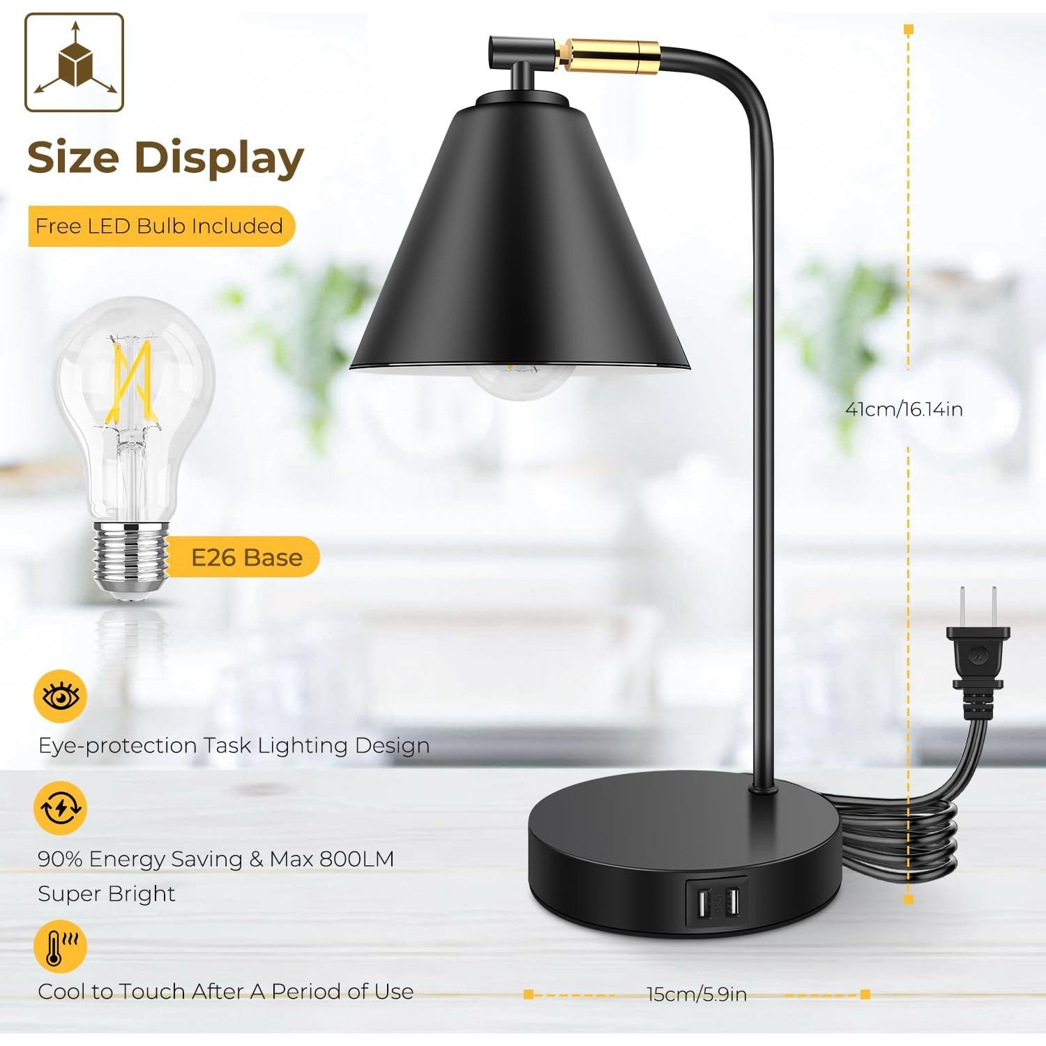 Lámpara de Escritorio Regulable Brightever con USB y AC