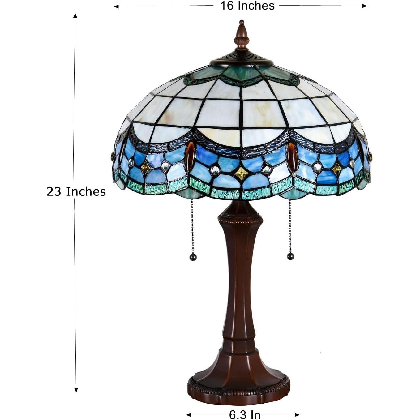 Lámpara de Mesa Tiffany DOCHEER 40 cm Vidrio Tinte Azul