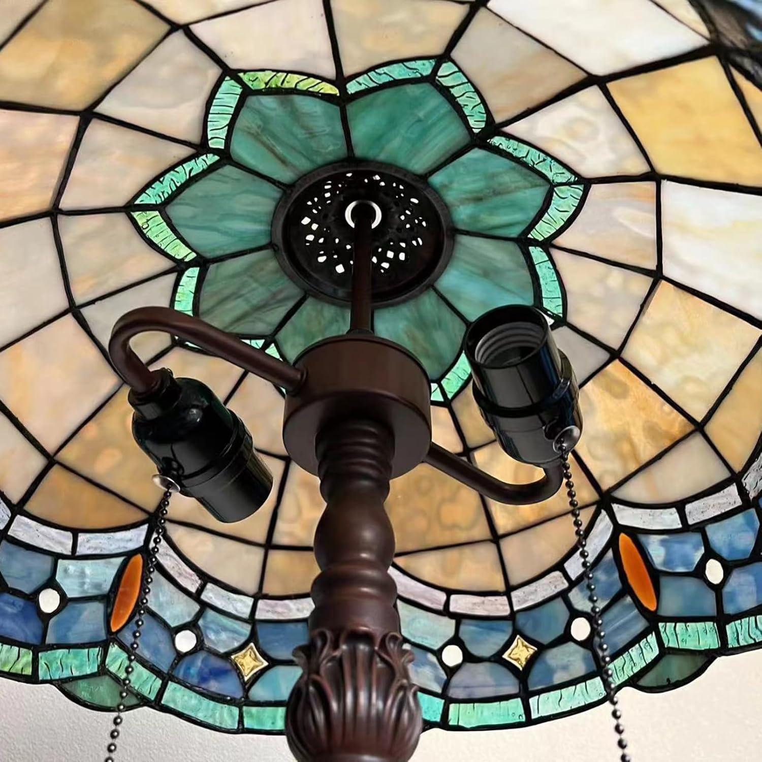 Lámpara de Mesa Tiffany DOCHEER 40 cm Vidrio Tinte Azul