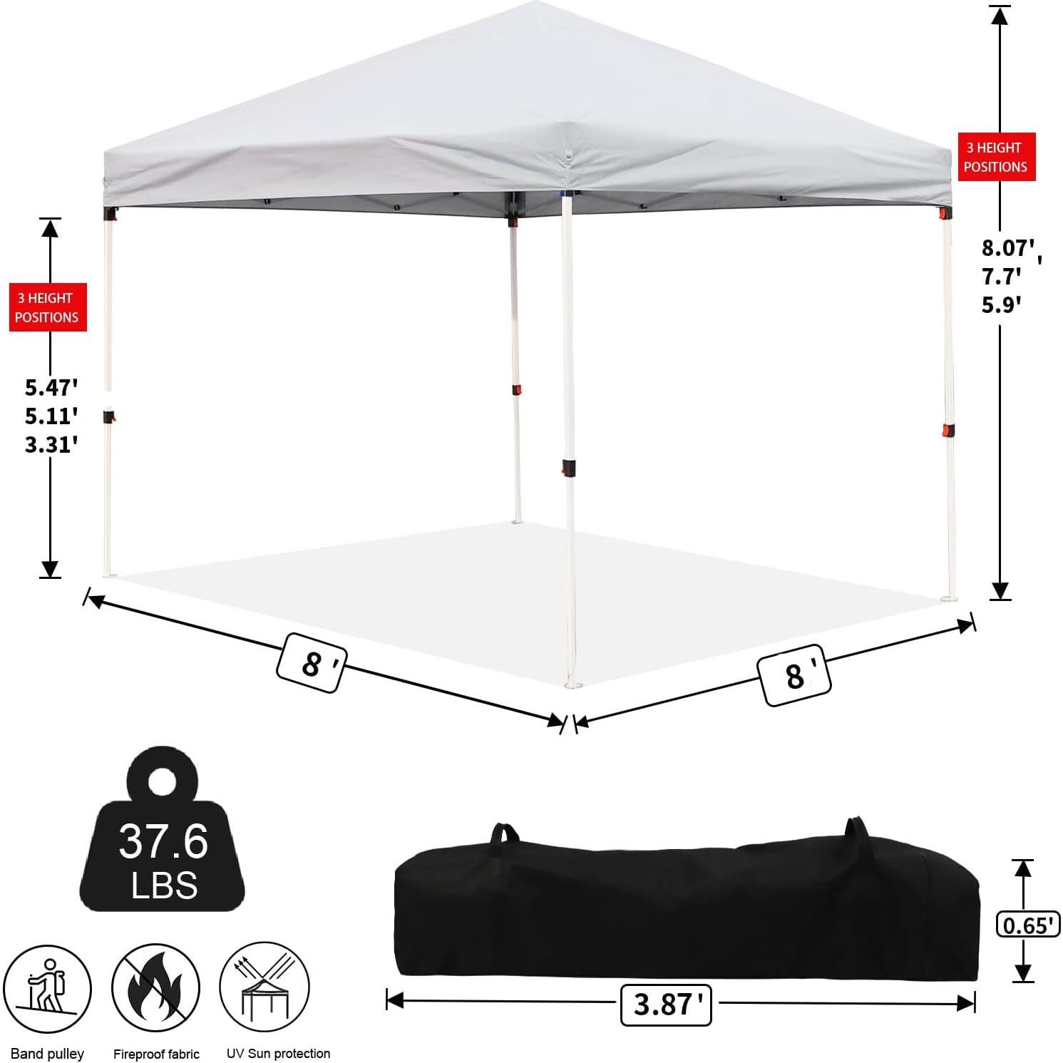 Toldo Plegable Northroad 3x3 m Blanco con Bolsa de Transporte