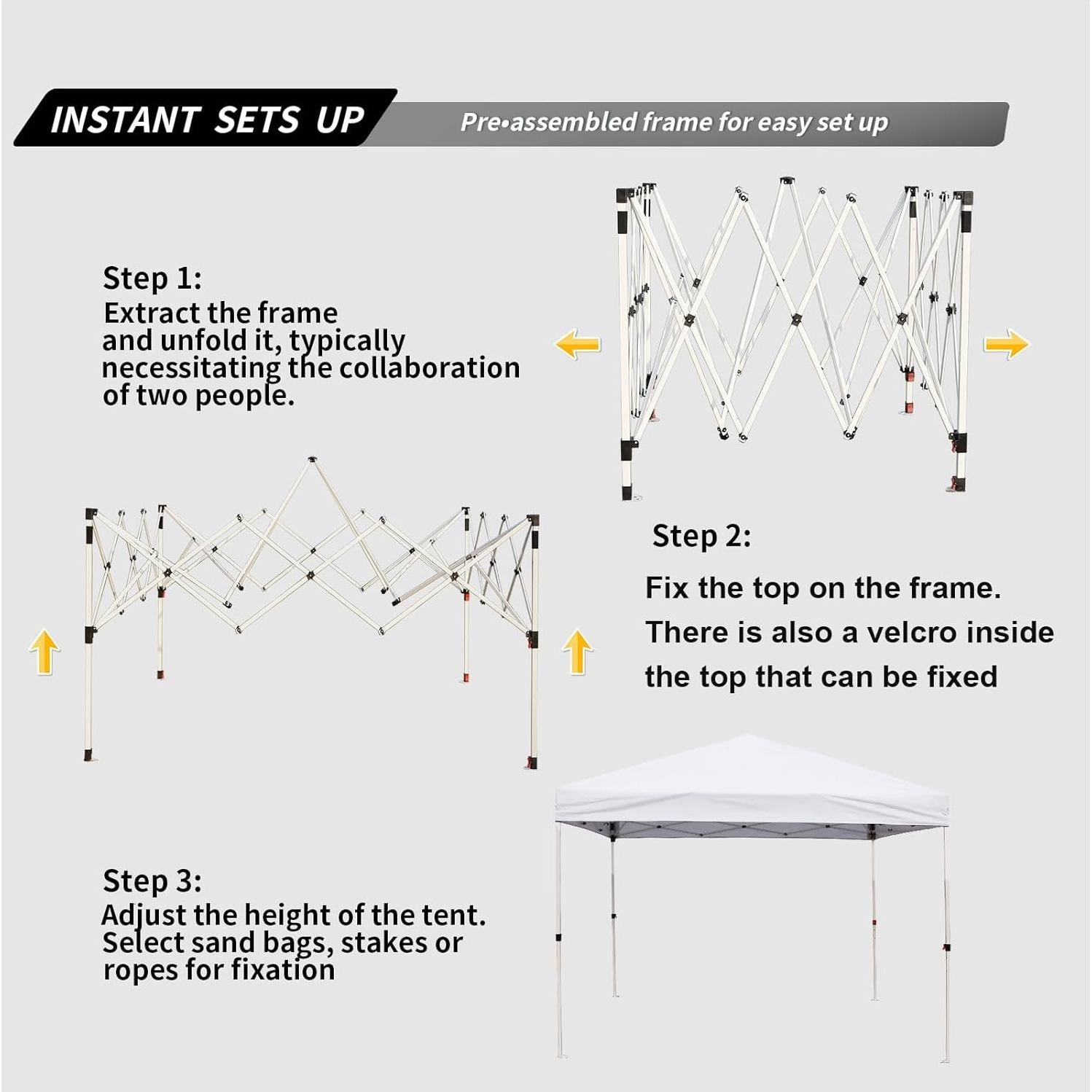 Toldo Plegable Northroad 3x3 m Blanco con Bolsa de Transporte