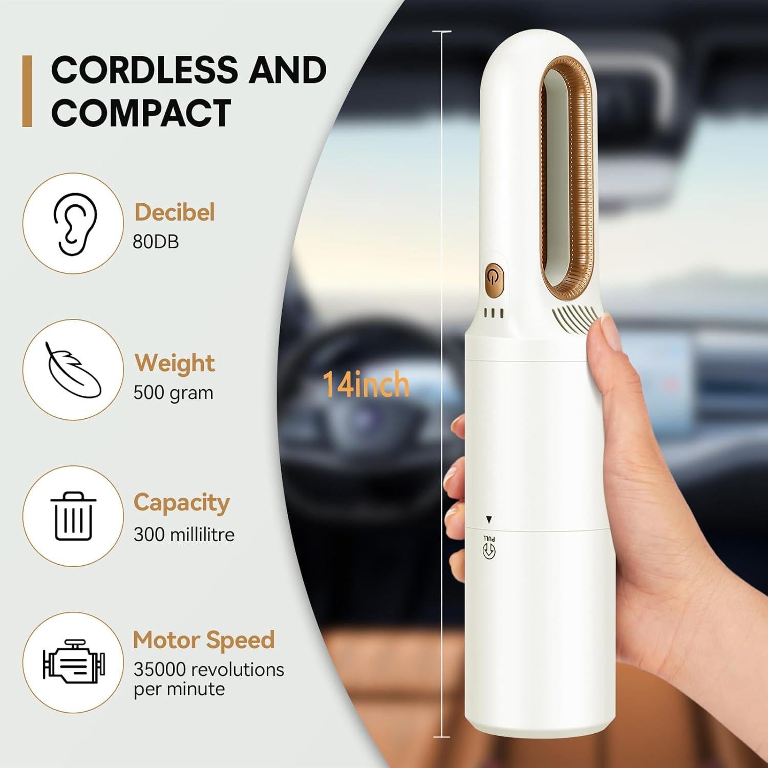Handheld Vacuum Cleaner, 2IN1 Mini Cordless Vacuum Cleaner, USB Rechargeable Car Vacuum Portable, Quickly Dust Removal, Small Vacuum for Hardwood Floor, Carpets, Pet Hair, Car, Office & Home Cleaning