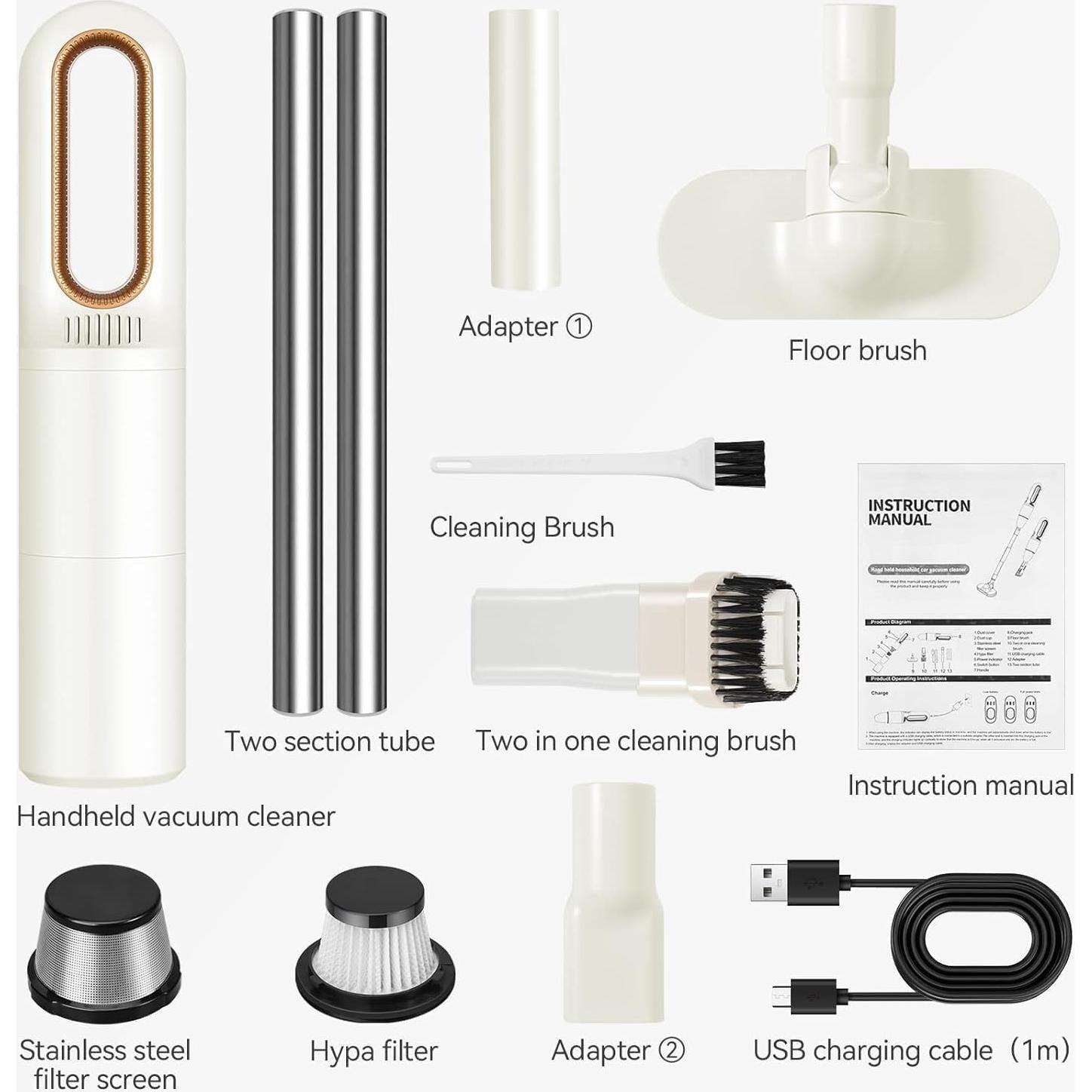 Handheld Vacuum Cleaner, 2IN1 Mini Cordless Vacuum Cleaner, USB Rechargeable Car Vacuum Portable, Quickly Dust Removal, Small Vacuum for Hardwood Floor, Carpets, Pet Hair, Car, Office & Home Cleaning