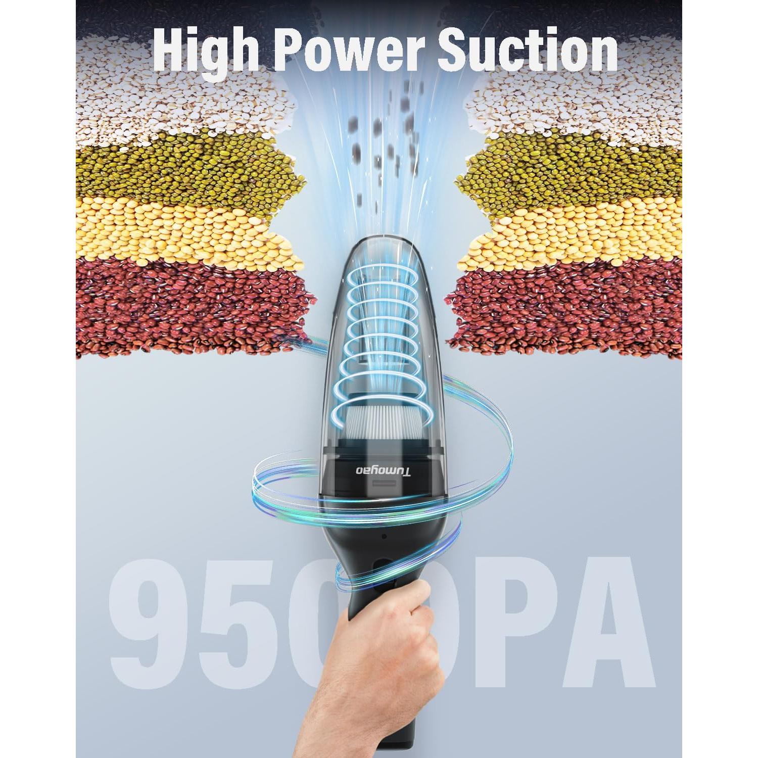 Handheld Car Vacuum Cordless, 9500Pa High Power Suction, 1.23lbs Lightweight&Portable, Powerful Cordless Hand Held Vacuum Cleaner for Car, Home, Office Desk