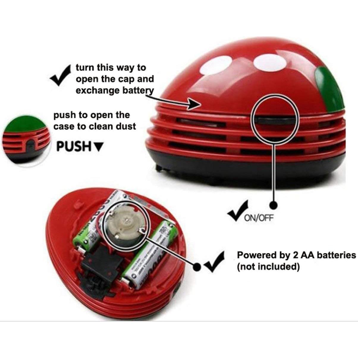 Red Beetle Shaped Portable Corner Desk Table Top Vacuum Cleaner Mini Cute Vacuum Cleaner Dust Sweeper
