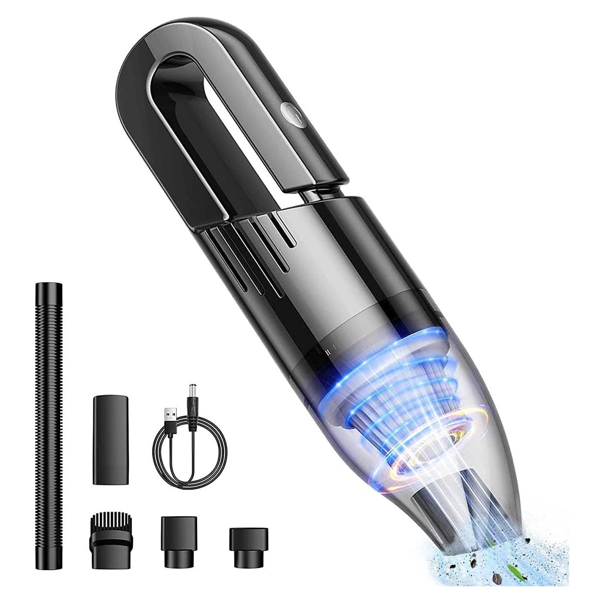 Handheld Car Vacuum Portable Cordless, Dust Buster Rechargeable High Power Suction, Mini Hand Held Vacuum Cleaner with Washable HEPA Filter, Multi-Nozzles, Lightweight Hand Vacuum for Car Home Office