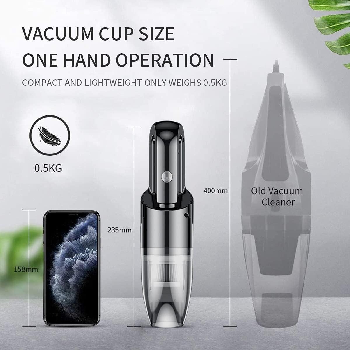 Handheld Car Vacuum Portable Cordless, Dust Buster Rechargeable High Power Suction, Mini Hand Held Vacuum Cleaner with Washable HEPA Filter, Multi-Nozzles, Lightweight Hand Vacuum for Car Home Office