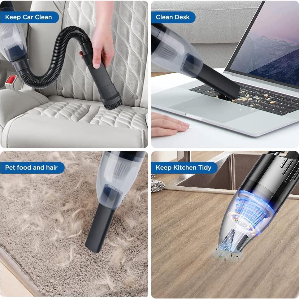 Handheld Car Vacuum Portable Cordless, Dust Buster Rechargeable High Power Suction, Mini Hand Held Vacuum Cleaner with Washable HEPA Filter, Multi-Nozzles, Lightweight Hand Vacuum for Car Home Office