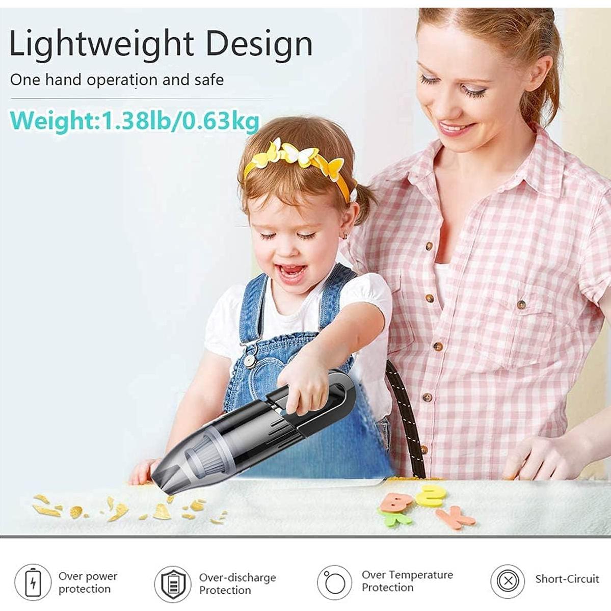 Handheld Car Vacuum Portable Cordless, Dust Buster Rechargeable High Power Suction, Mini Hand Held Vacuum Cleaner with Washable HEPA Filter, Multi-Nozzles, Lightweight Hand Vacuum for Car Home Office