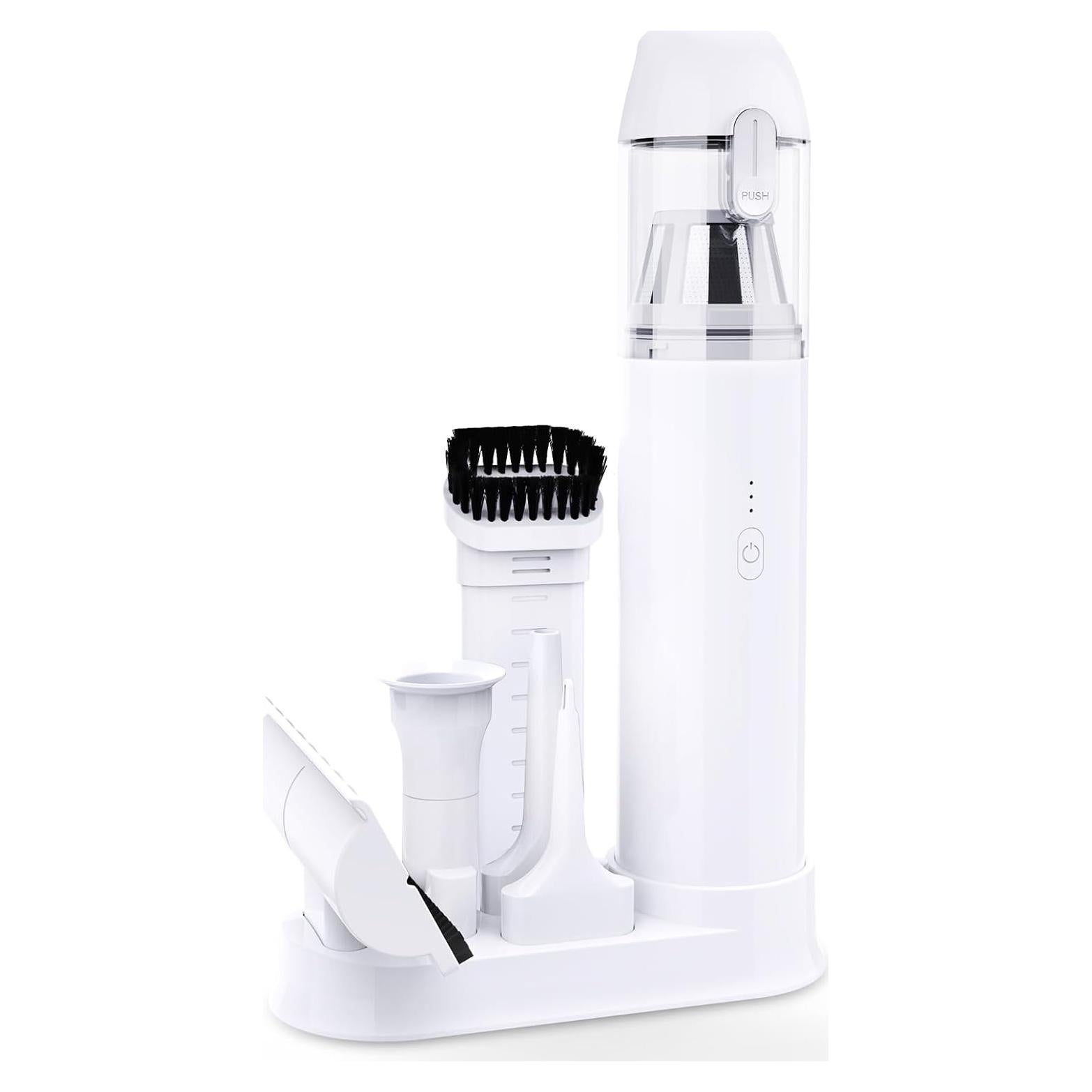 Julysky Handheld Vacuum Cordless, 9000PA High Power Suction Car Vacuum Portable Cordless, 4 in 1 Hand Held Vacuum Cleaner Rechargeable for Car, Office, Home, Pet, White