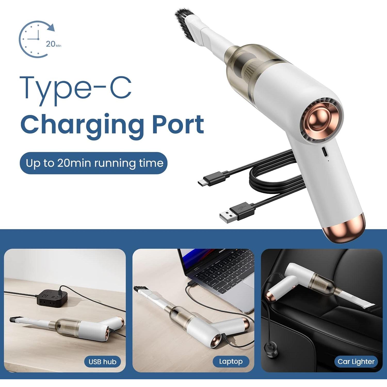 Aspiradora de Mano Inalámbrica Shinebella SUSTCV1WH1 6000Pa