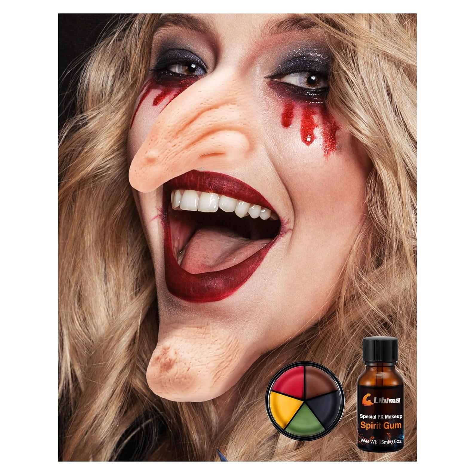 Conjunto de prótesis de nariz y barbilla de bruja Libima