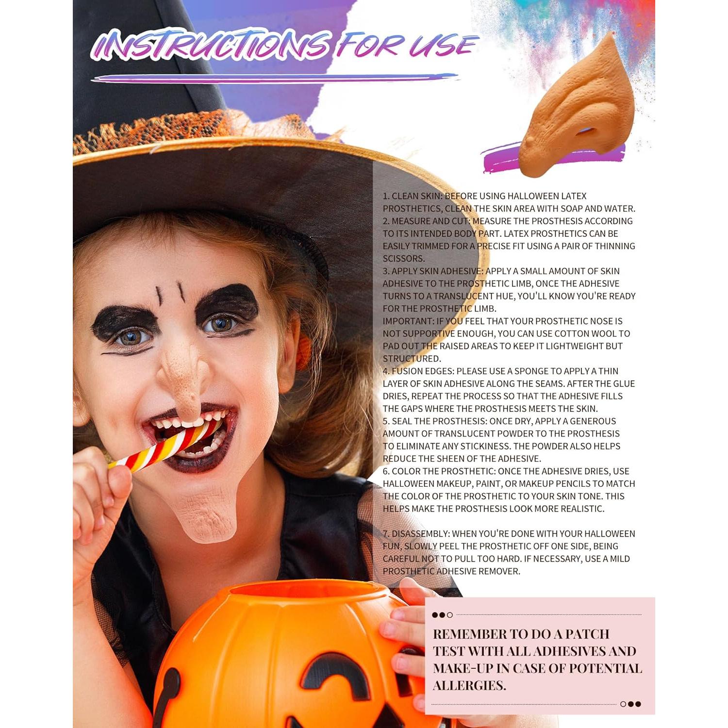 Conjunto de prótesis de nariz y barbilla de bruja Libima