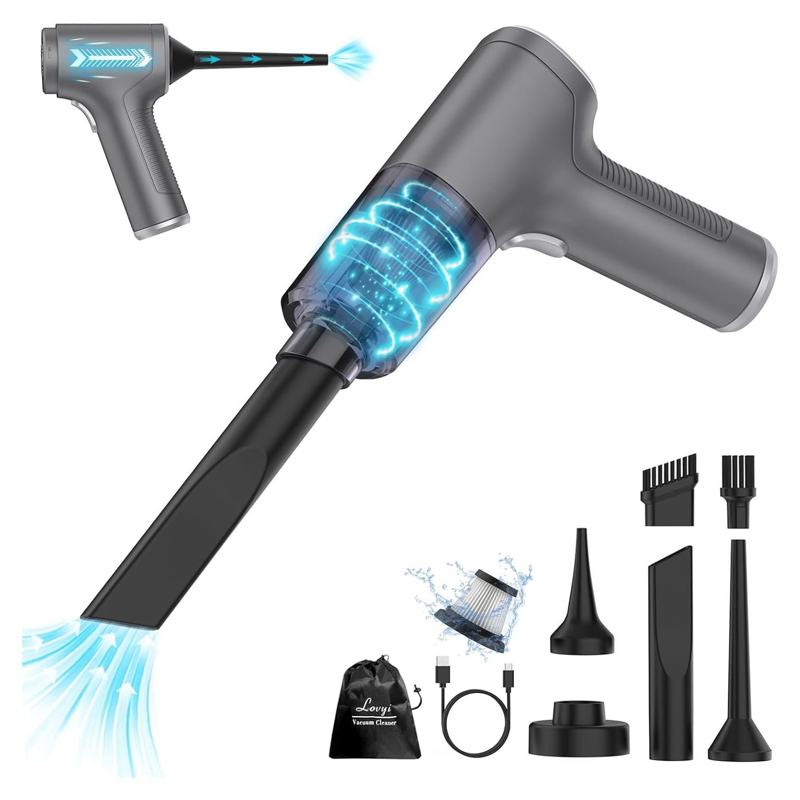 Small Car Vacuum Cordless, Mini Handheld Vacuum 6000PA Suction,3 in 1 Portable Vacuum Cleaner & Air Duster & Pump,Mini Car Vacuum Cleaner Rechargeable,Hand Held Hoover for Car,Home,Office