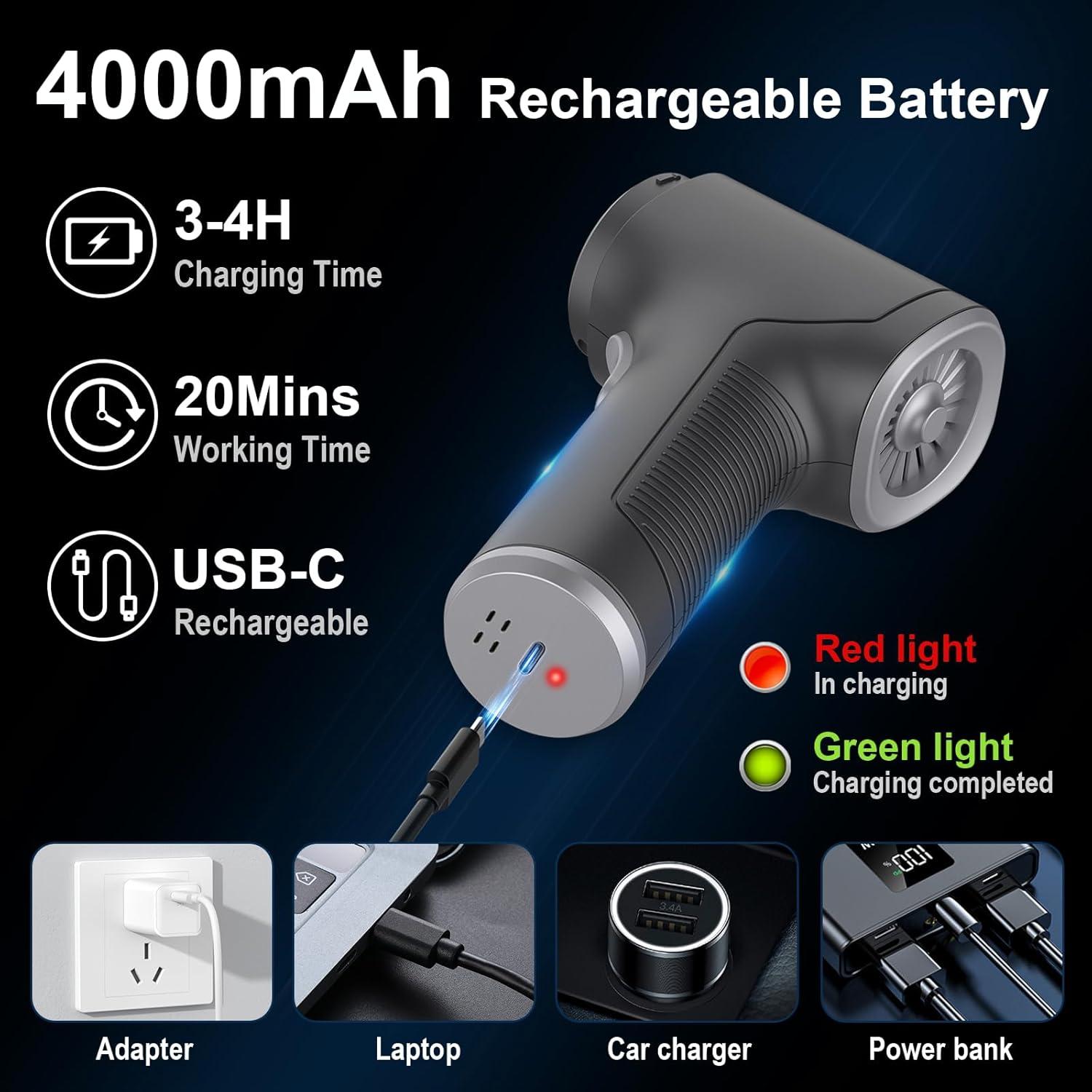 Small Car Vacuum Cordless, Mini Handheld Vacuum 6000PA Suction,3 in 1 Portable Vacuum Cleaner & Air Duster & Pump,Mini Car Vacuum Cleaner Rechargeable,Hand Held Hoover for Car,Home,Office