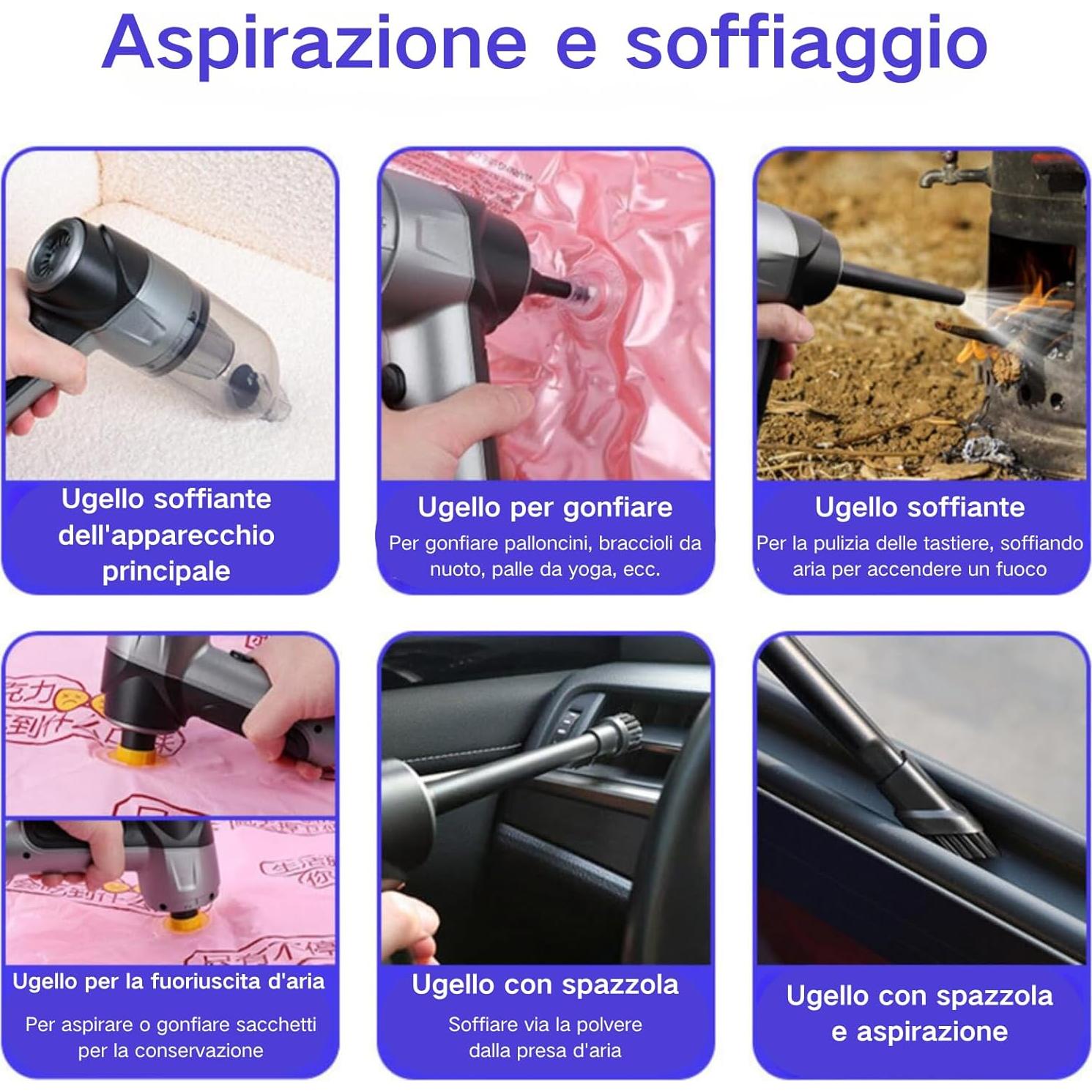 Rechargebale Vacuum Cleaner, Car Vacuum Cordless Rechargeable,Lightweight Mini Portable Rechargeable Vacuum Cleaner with Multipurpose Nozzles,for Home and Car