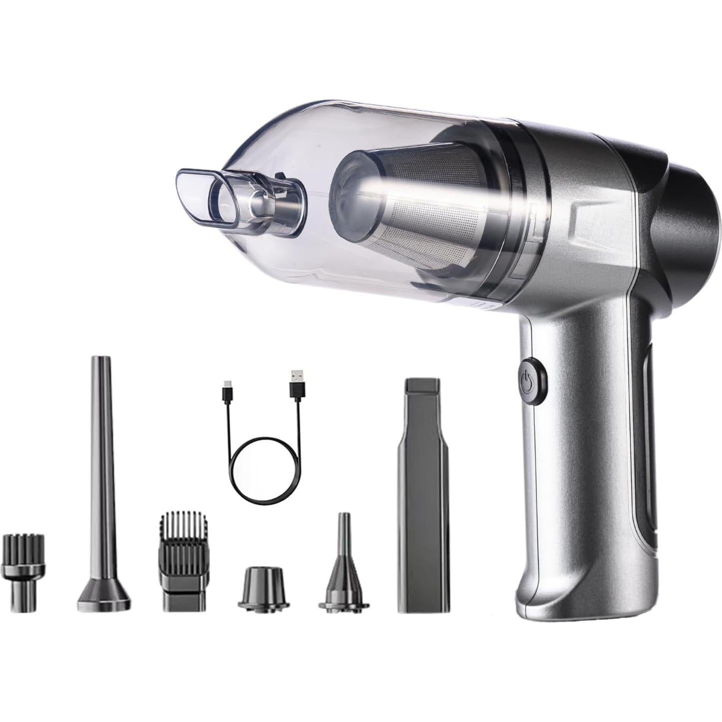 Rechargebale Vacuum Cleaner, Car Vacuum Cordless Rechargeable,Lightweight Mini Portable Rechargeable Vacuum Cleaner with Multipurpose Nozzles,for Home and Car