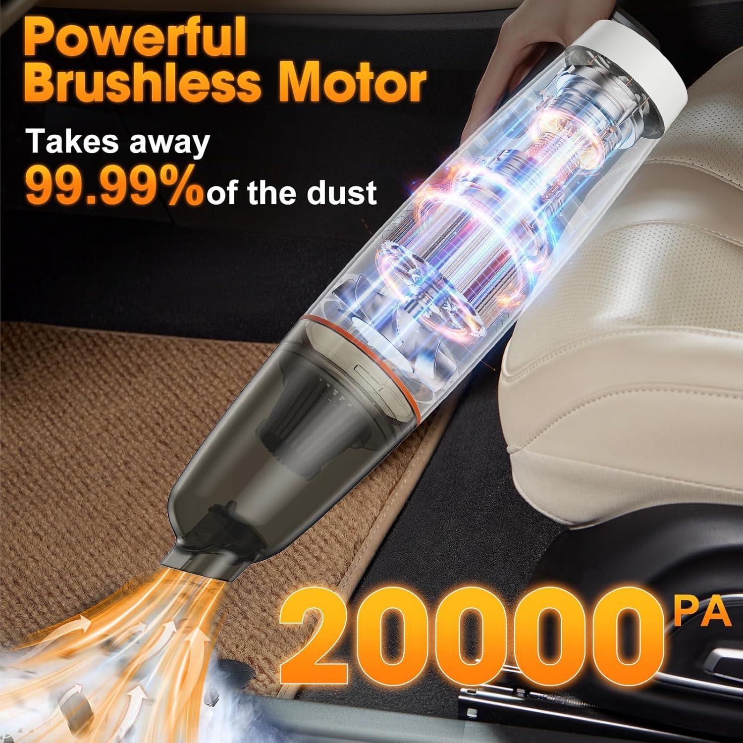 Car Vacuum Portable Cordless Mini Handheld Vacuum Cleaner, Rechargeable Dust Buster, 20000PA Strong Suction/Air Blower Small Vacuum Cleaner Hand Held for Car Home Office Keyboard Cleaning