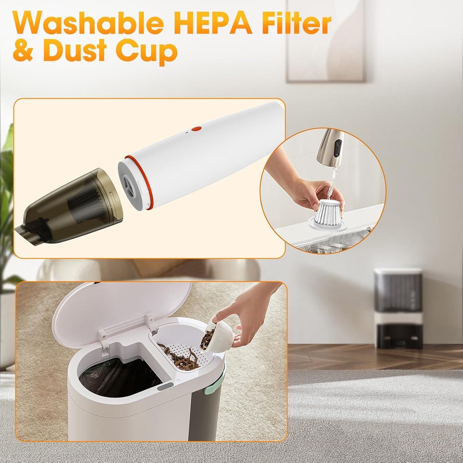 Car Vacuum Portable Cordless Mini Handheld Vacuum Cleaner, Rechargeable Dust Buster, 20000PA Strong Suction/Air Blower Small Vacuum Cleaner Hand Held for Car Home Office Keyboard Cleaning