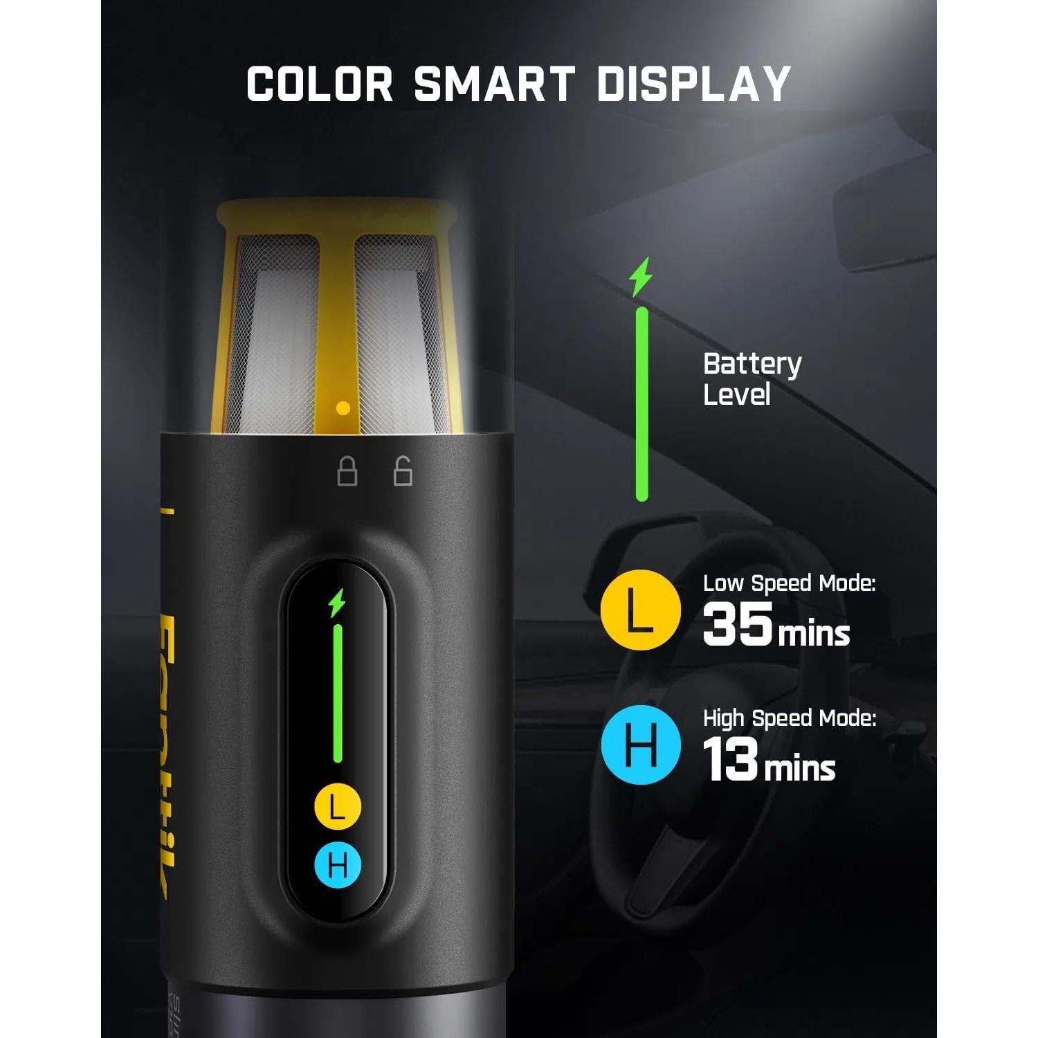 Fanttik Slim V10 Mix Cordless Car Vacuum, 4 in 1 Handheld Air Duster, Color Smart LED Display, 16kPa Suction Power, Cordless Portable Mini Keyboard Vacuum for Car, Office Desk