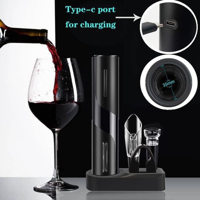 Abridor de Vino Eléctrico LCQSHENG 5 en 1 Negro