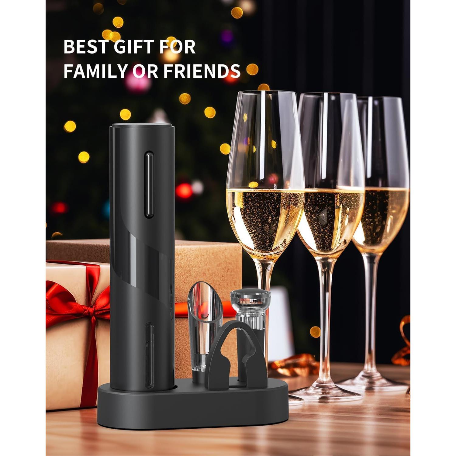 Abridor de Vino Eléctrico LCQSHENG 5 en 1 Negro