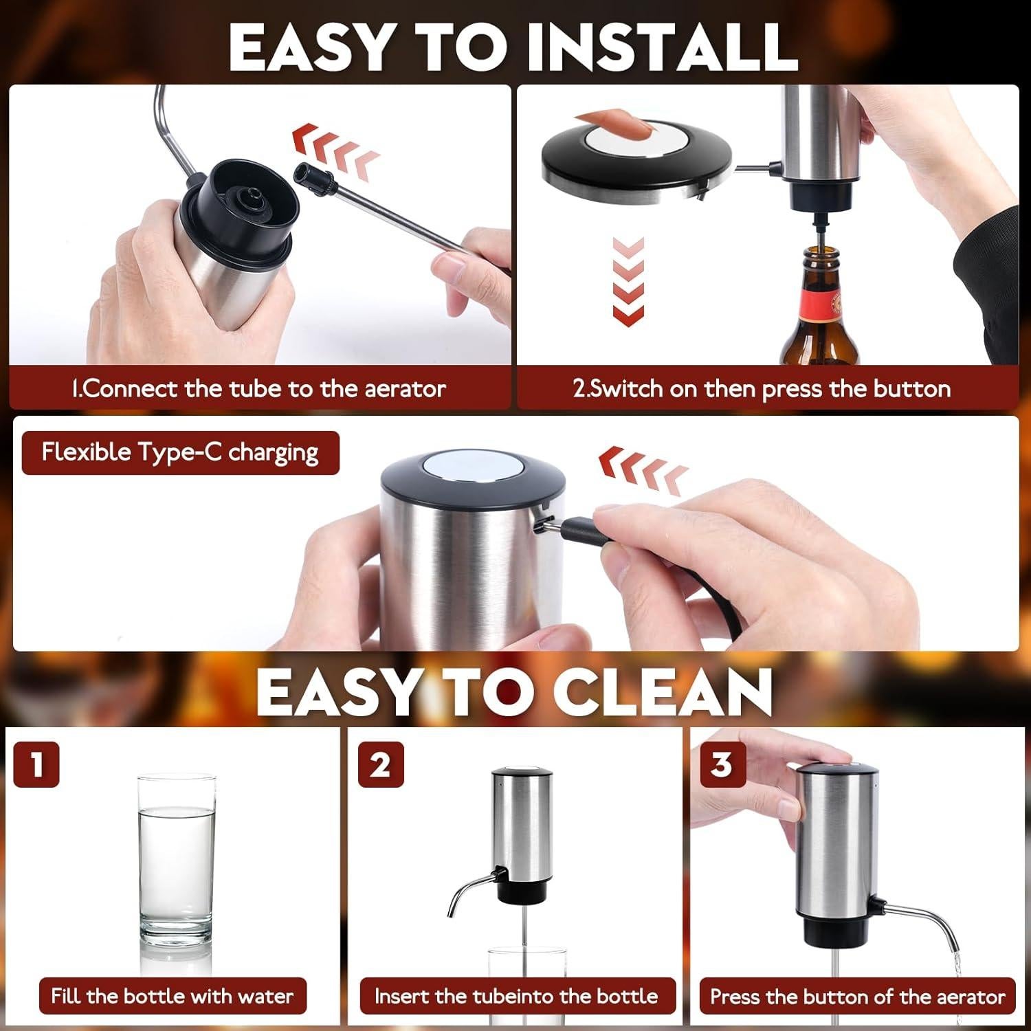 Acelerador de Vino Eléctrico Timilon con Tubo Ajustable 363g