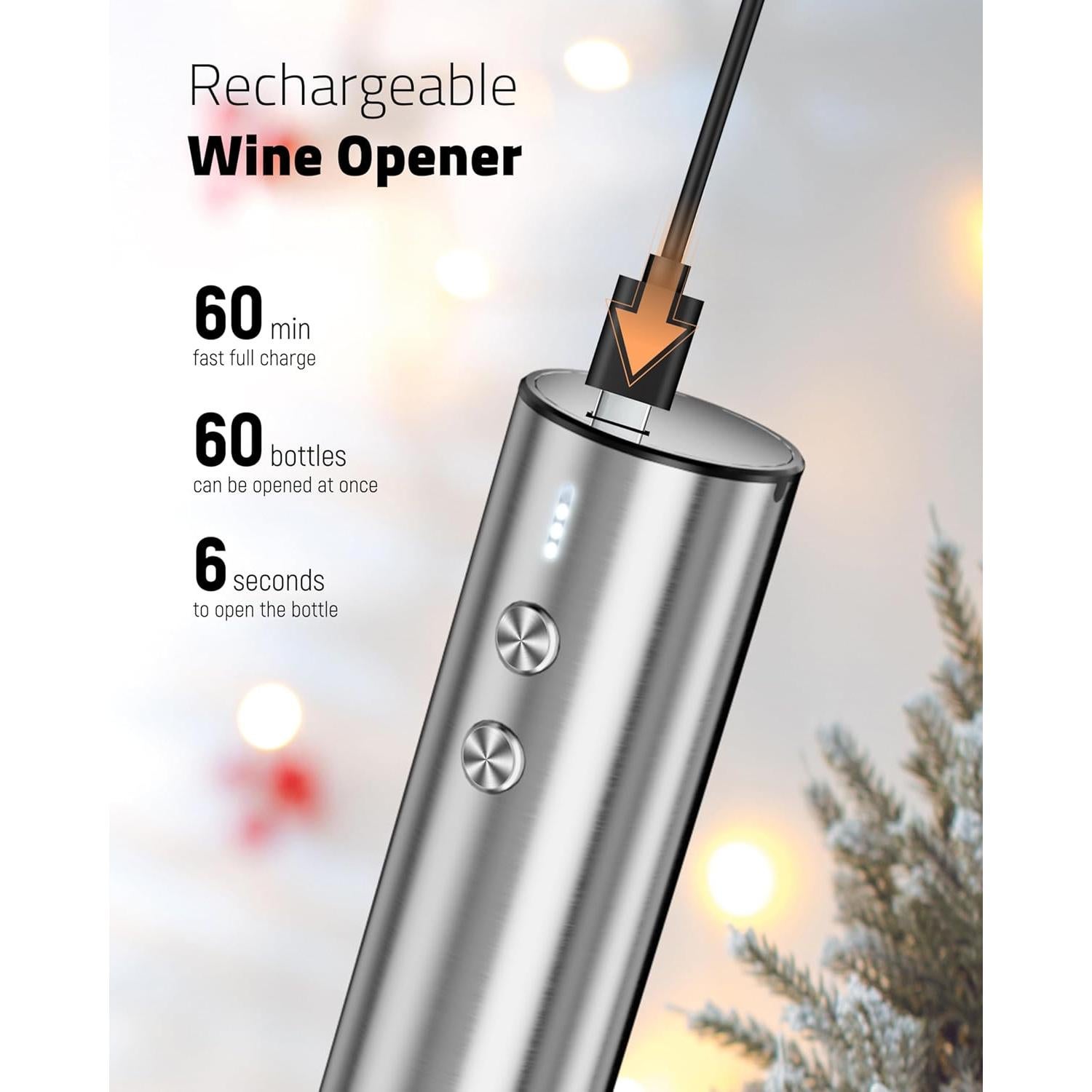 Juego de Sacacorchos Eléctrico Chunyee con Accesorios