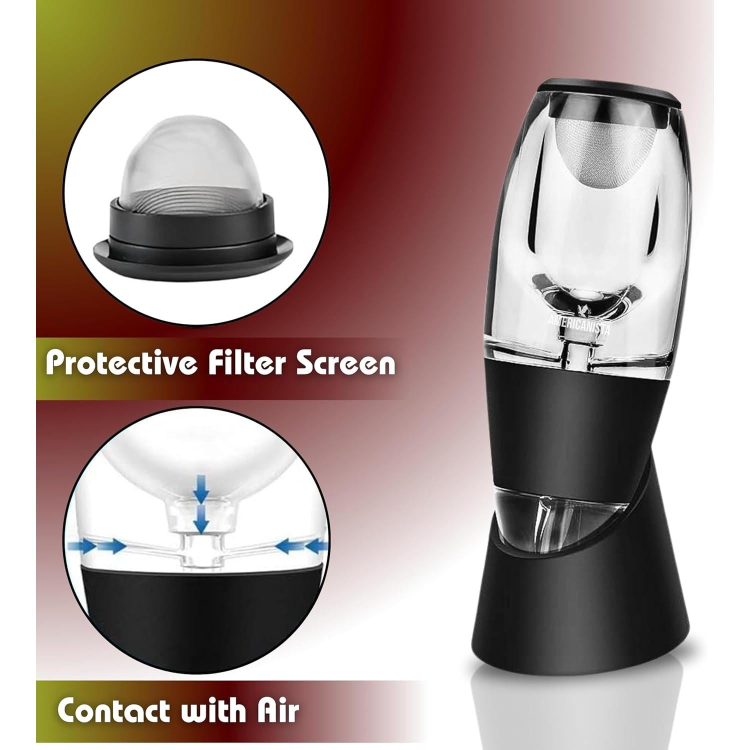 Aireador de Vino Tinto Americanista con Soporte y Filtro