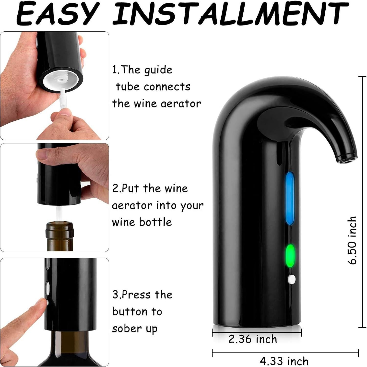 Aerador de Vino Eléctrico Cljlixcy con Tapón de Vacío