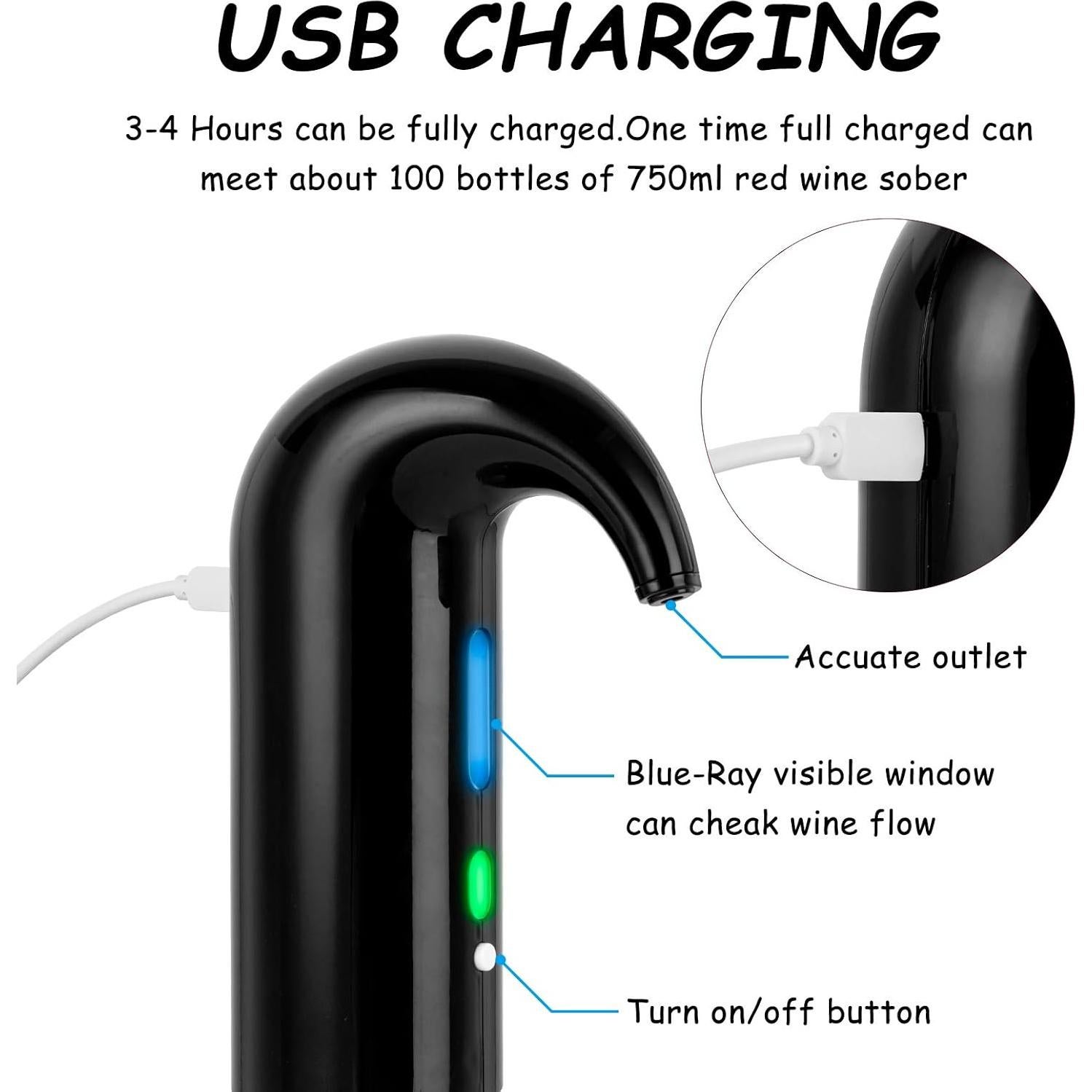 Aerador de Vino Eléctrico Cljlixcy con Tapón de Vacío