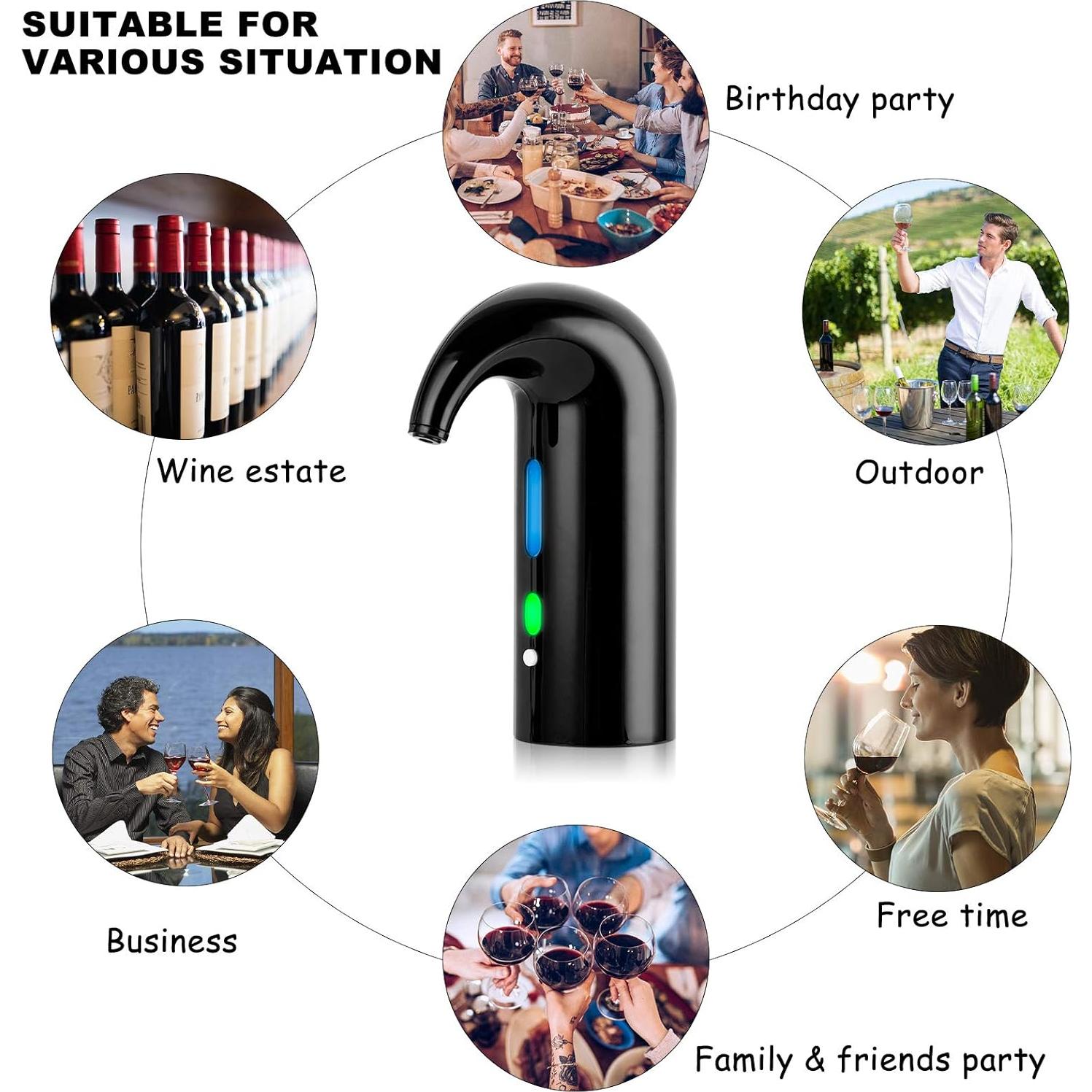 Aerador de Vino Eléctrico Cljlixcy con Tapón de Vacío