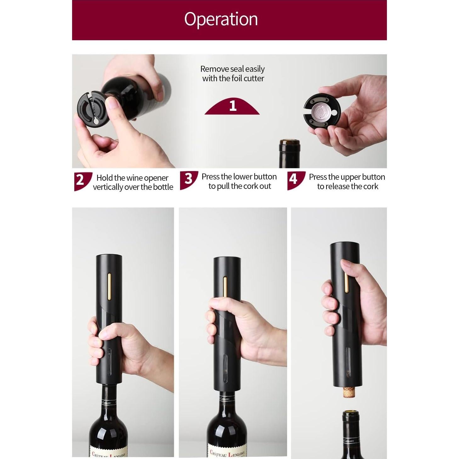 Abridor de Vino Eléctrico Hisip Automático 357g 3 en 1