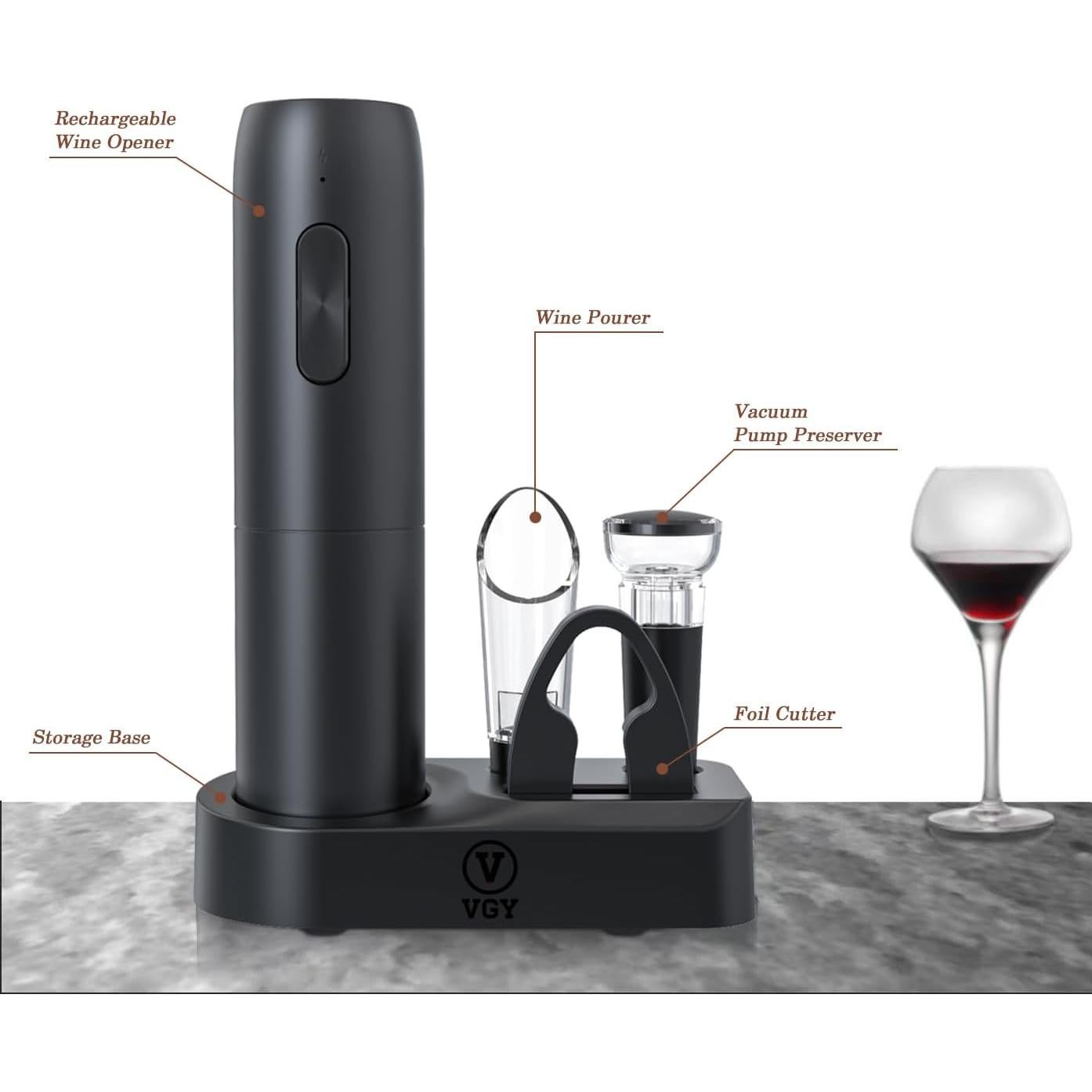 Abridor de Vino Eléctrico VGY 5 en 1 Recargable 422g