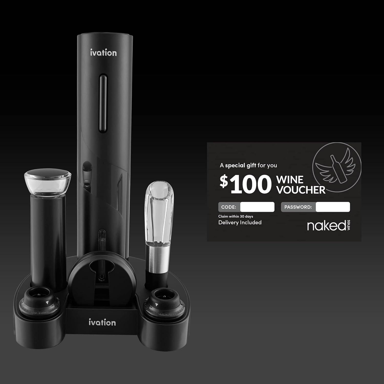 Juego de Vino 7 Piezas Ivation - Abrebotellas Eléctrico y Más