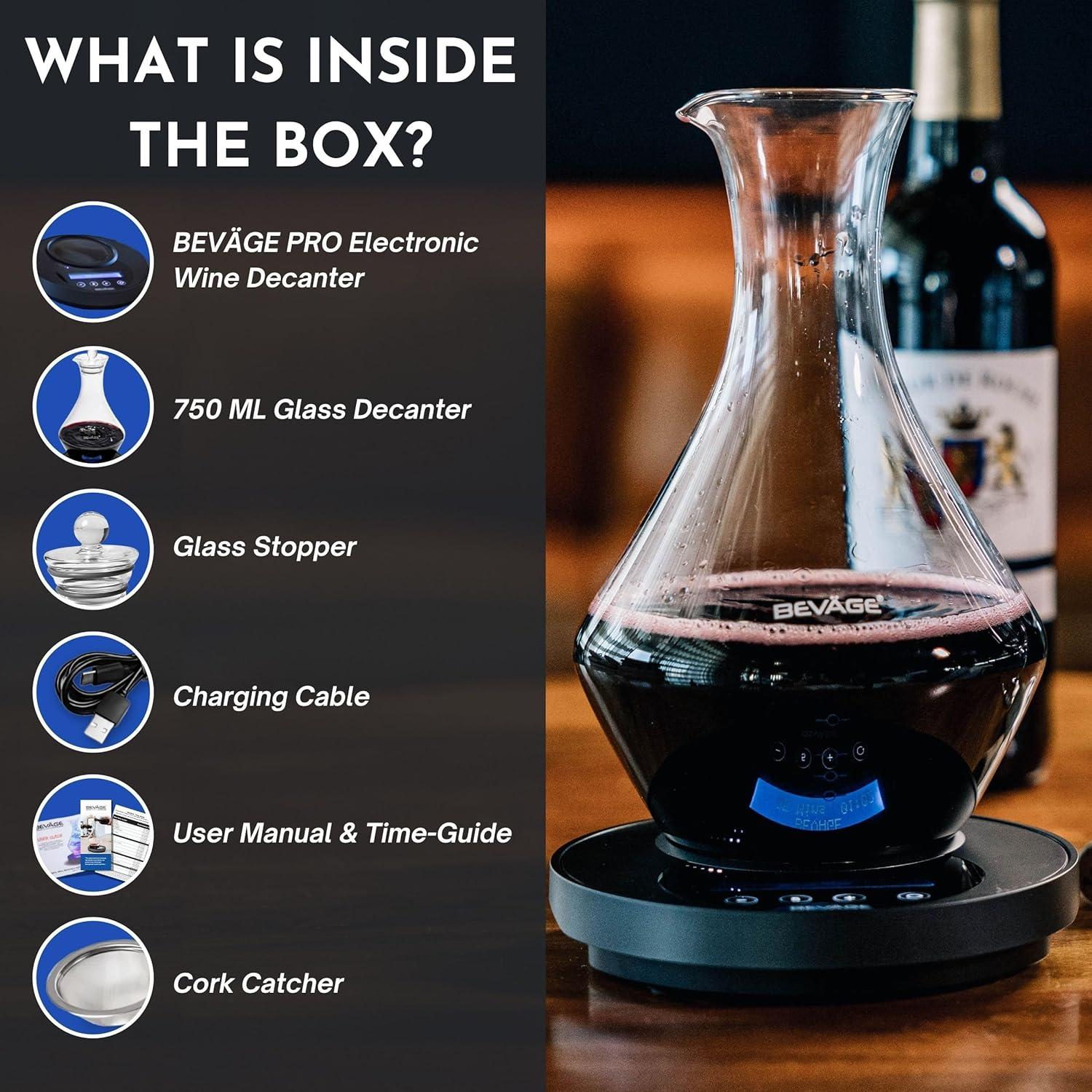 Decantador Electrónico Bevage Pro 750 ml - Vidrio Libre de Plomo