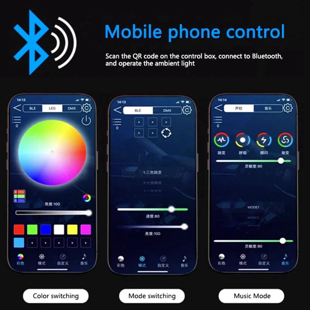 Kit de Iluminación LED RGB Goodream 1.1m para Autos