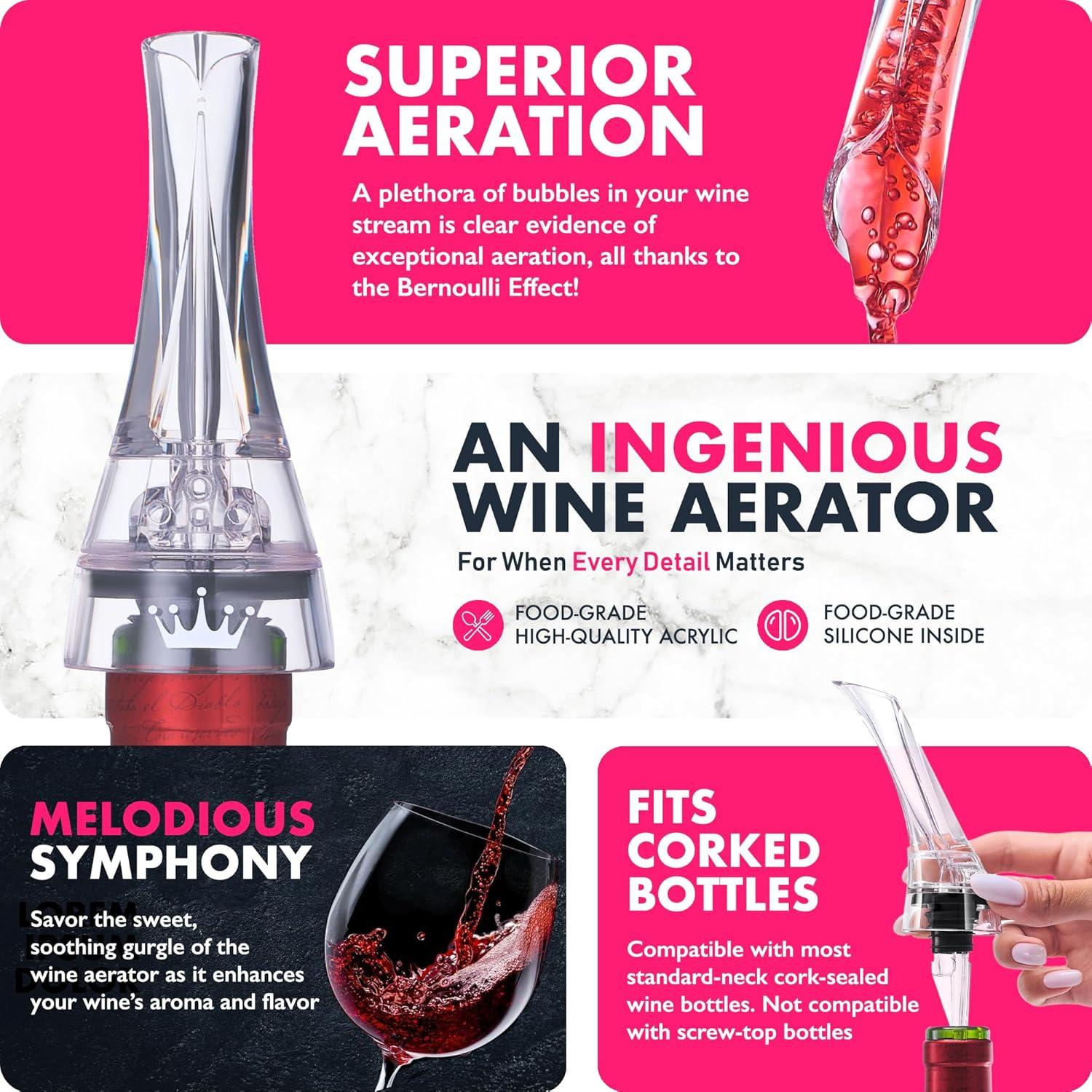 Aerador de Vino Profesional VINABON con Vertedor Antigoteo