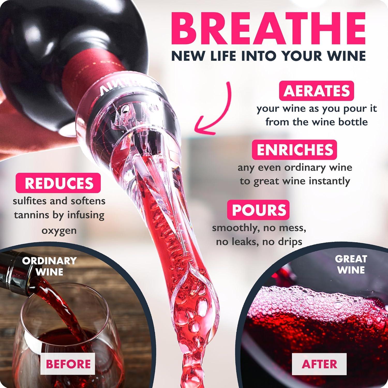 Aerador de Vino Profesional VINABON con Vertedor Antigoteo