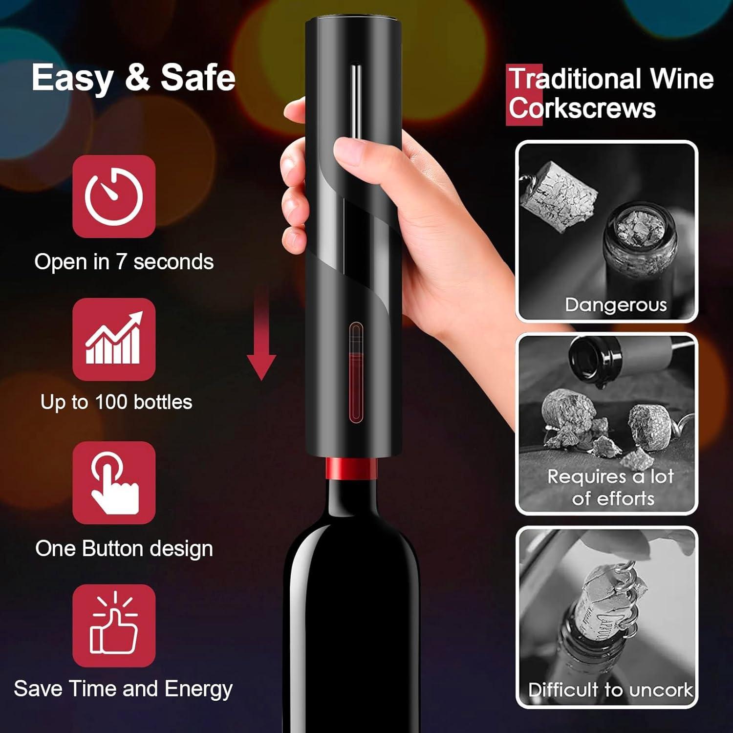 Abridor de Vino Eléctrico Danett 4 en 1 con Accesorios