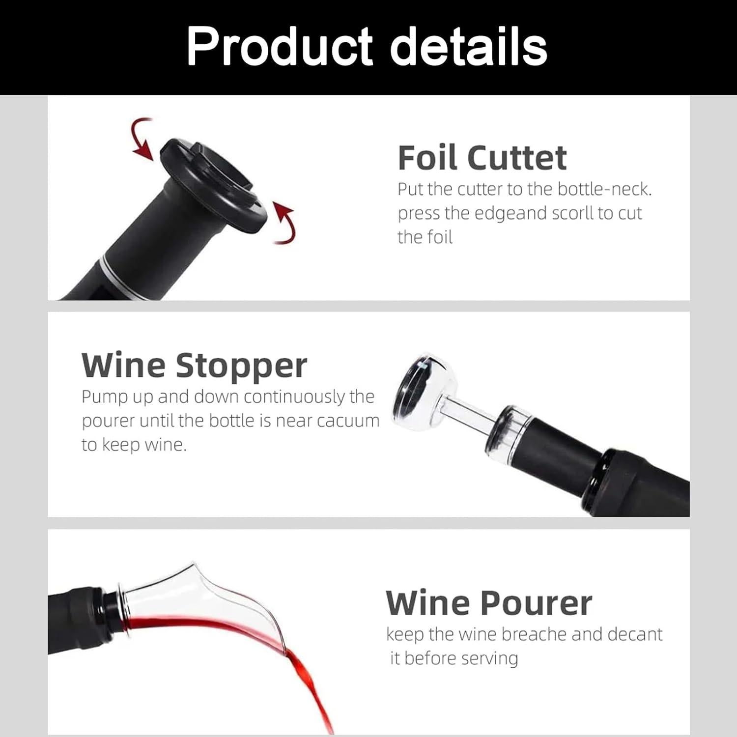 Abridor de Vino Eléctrico Danett 4 en 1 con Accesorios